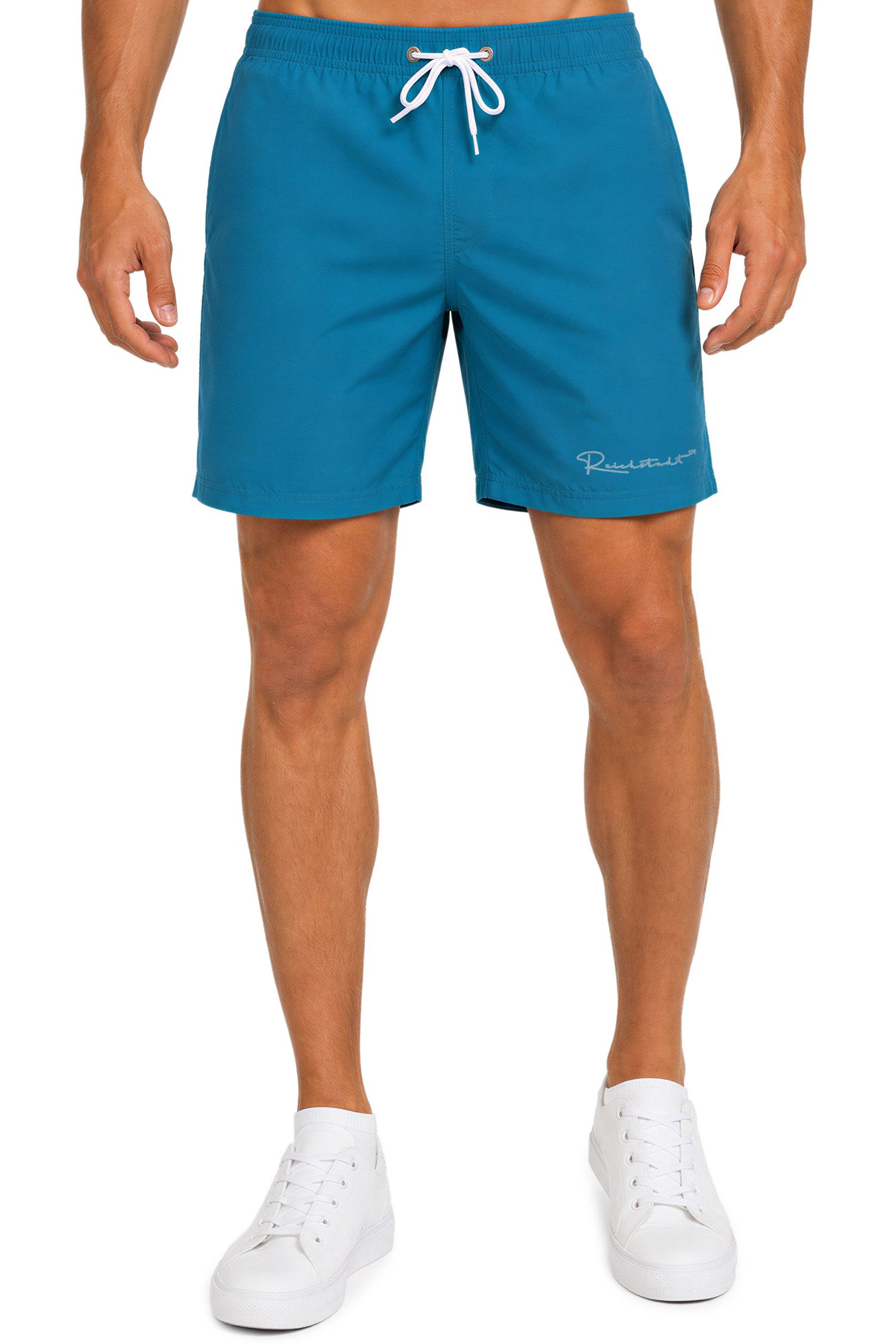 Reichstadt Badeshorts Herren Regular Fit Badehose Mid Waist 25RS073 Brandname-Stitching als dezentes Design-Highlight