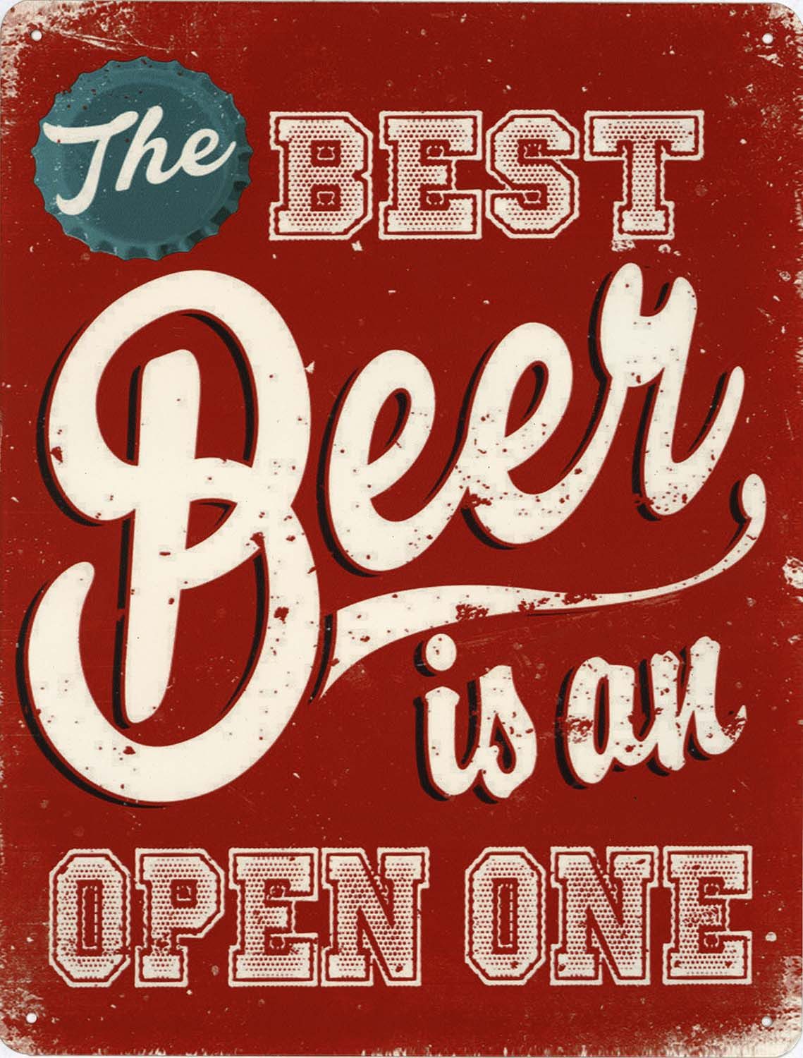 Moritz Metallschild Blechschild Best Beer is an Open Beer, (Einzeln), 20 x 25cm Vintage Retro Deko Schild Metallschild Wandbild Schild