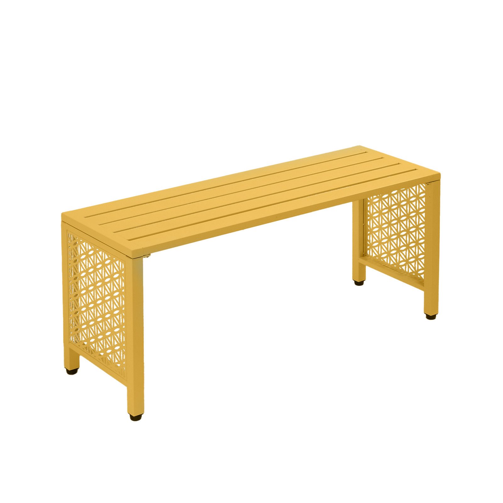 VINGLI Gartenbank ohne Rückenlehne, Sitzbank Retro-Stilfür 2 Sitzer, 102cm
