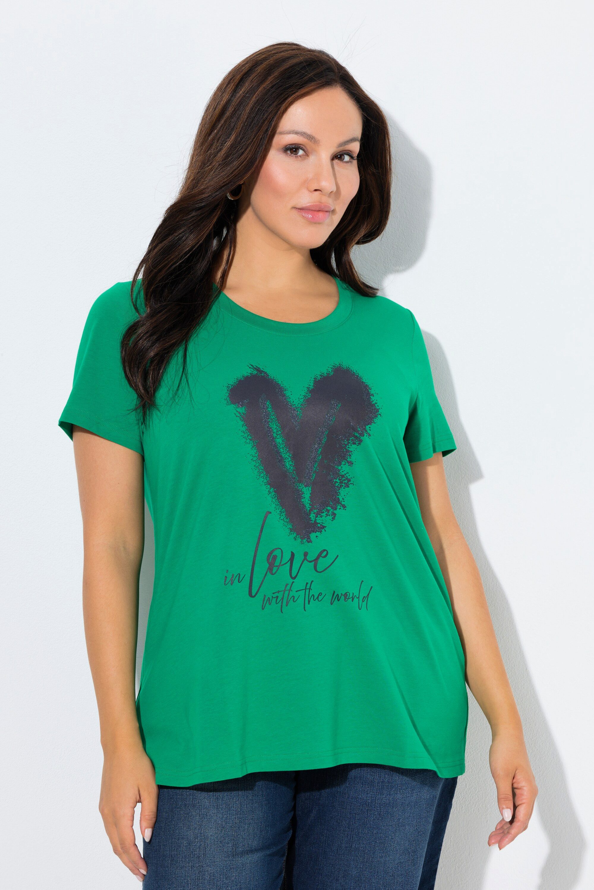 Ulla Popken T-Shirt T-Shirt Herz Classic Rundhals Halbarm günstig online kaufen