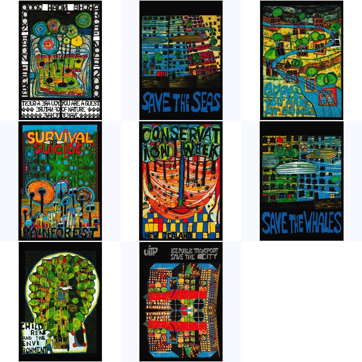 ARE GUEST A Kunstkarten-Set OF N Hundertwasser Friedensreich ..." "YOU Postkarte