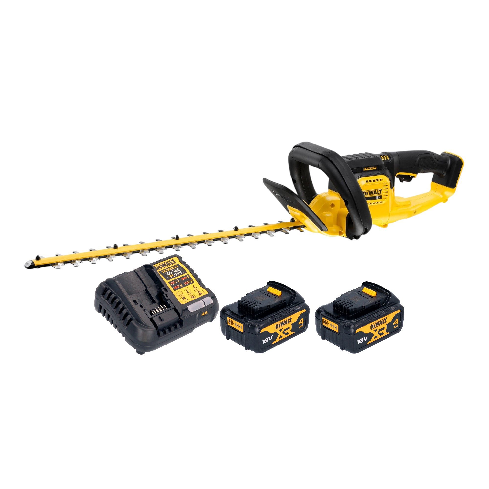 DeWalt Akku-Heckenschere DCMHT 563 M2 Heckenschere 18 V 55 cm + 2x Akku 4,0 Ah + Ladegerät