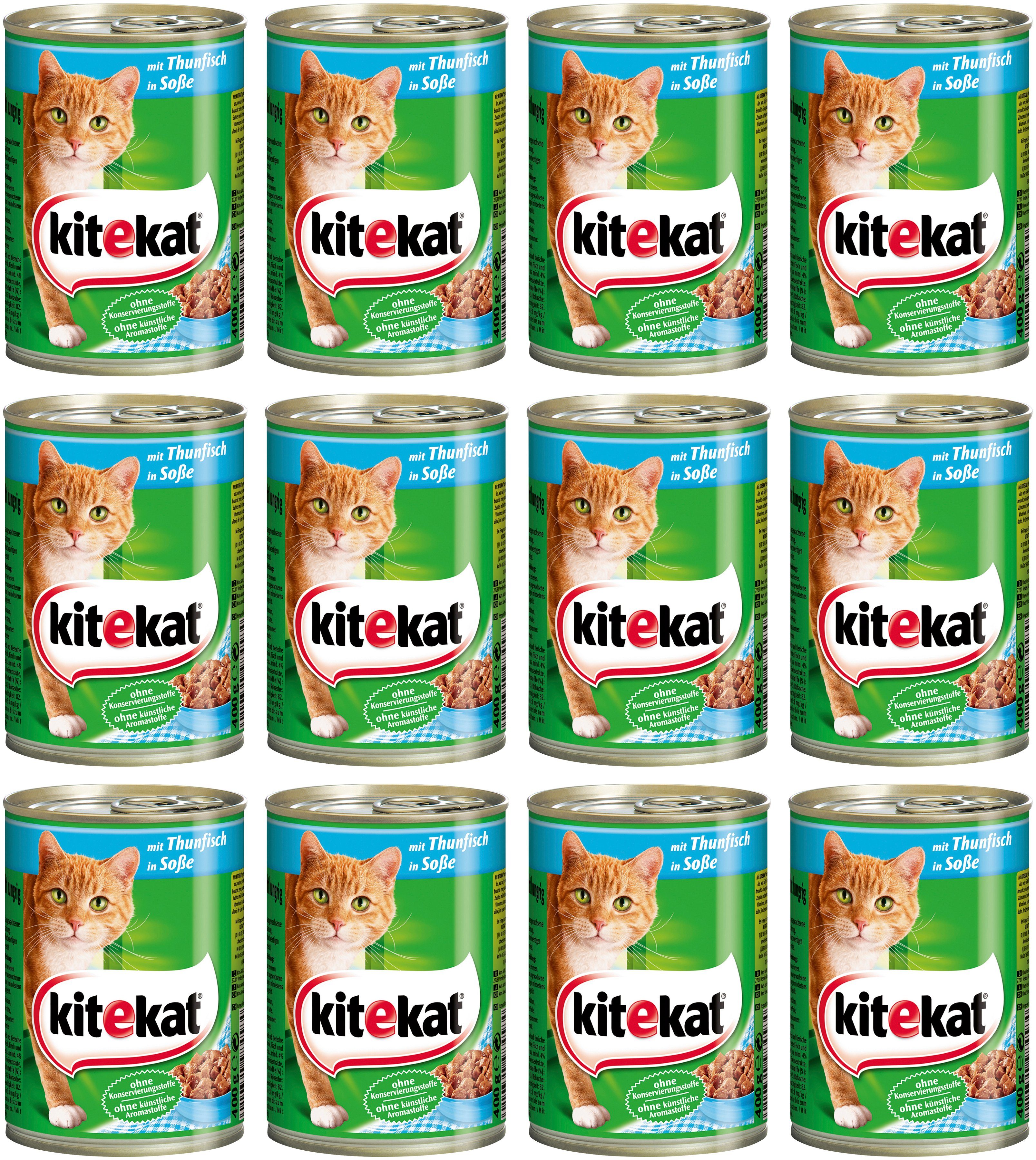 Kitekat Nassfutter »Rind in Sauce«, für Katzen, 12 Dosen á 400 g