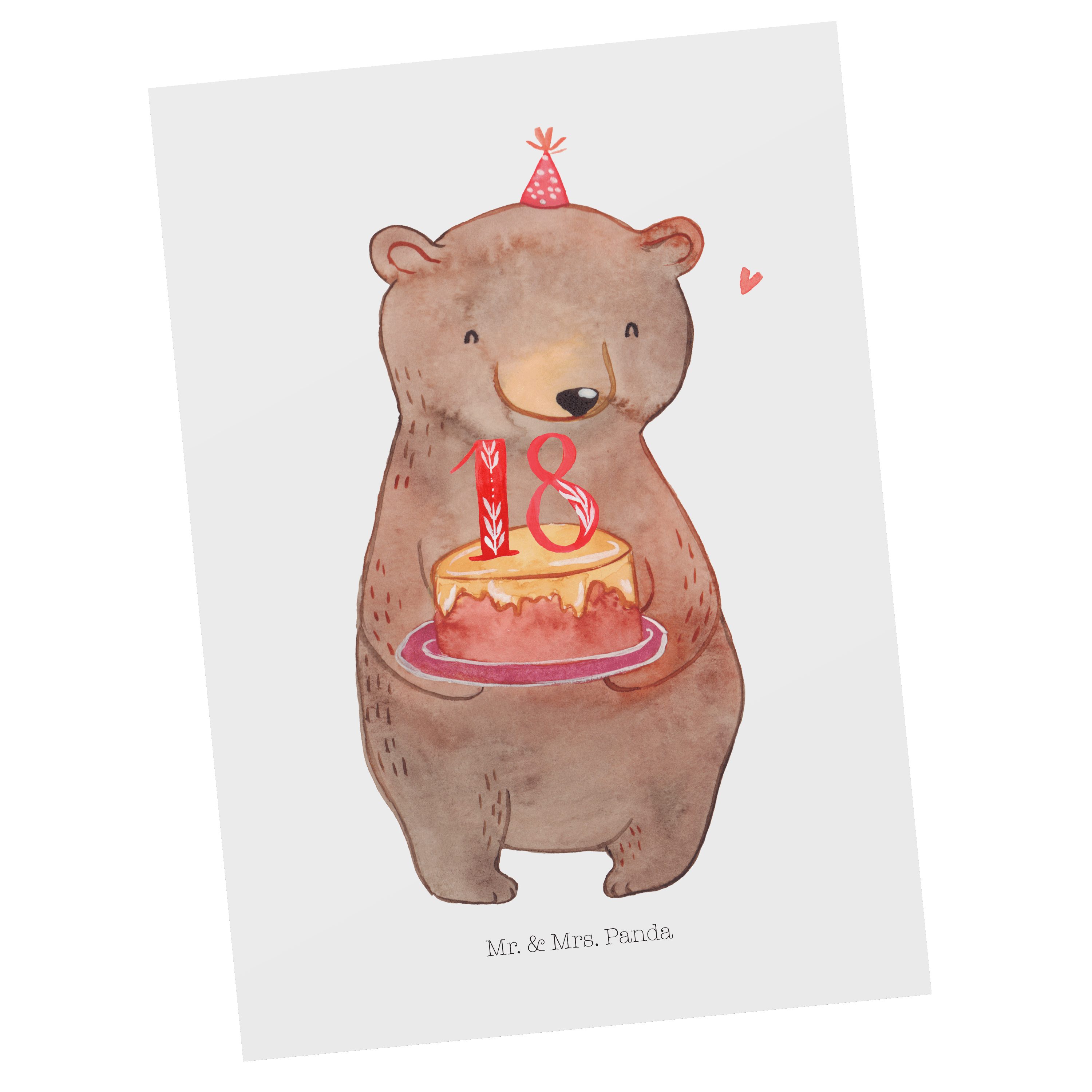 & Mrs. Geschenk, Geburtstag Weiß Bär Panda Feiern Mr. - Postkarte - Torte Geburtstagskarte, 18.
