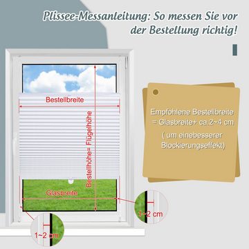 Plissee Plissee Rollo ohne Bohren Sonnenschutzrollo Seitenzugrollo Faltrollo, Homewit, Lichtschutz, Beidseitig Einstellbar