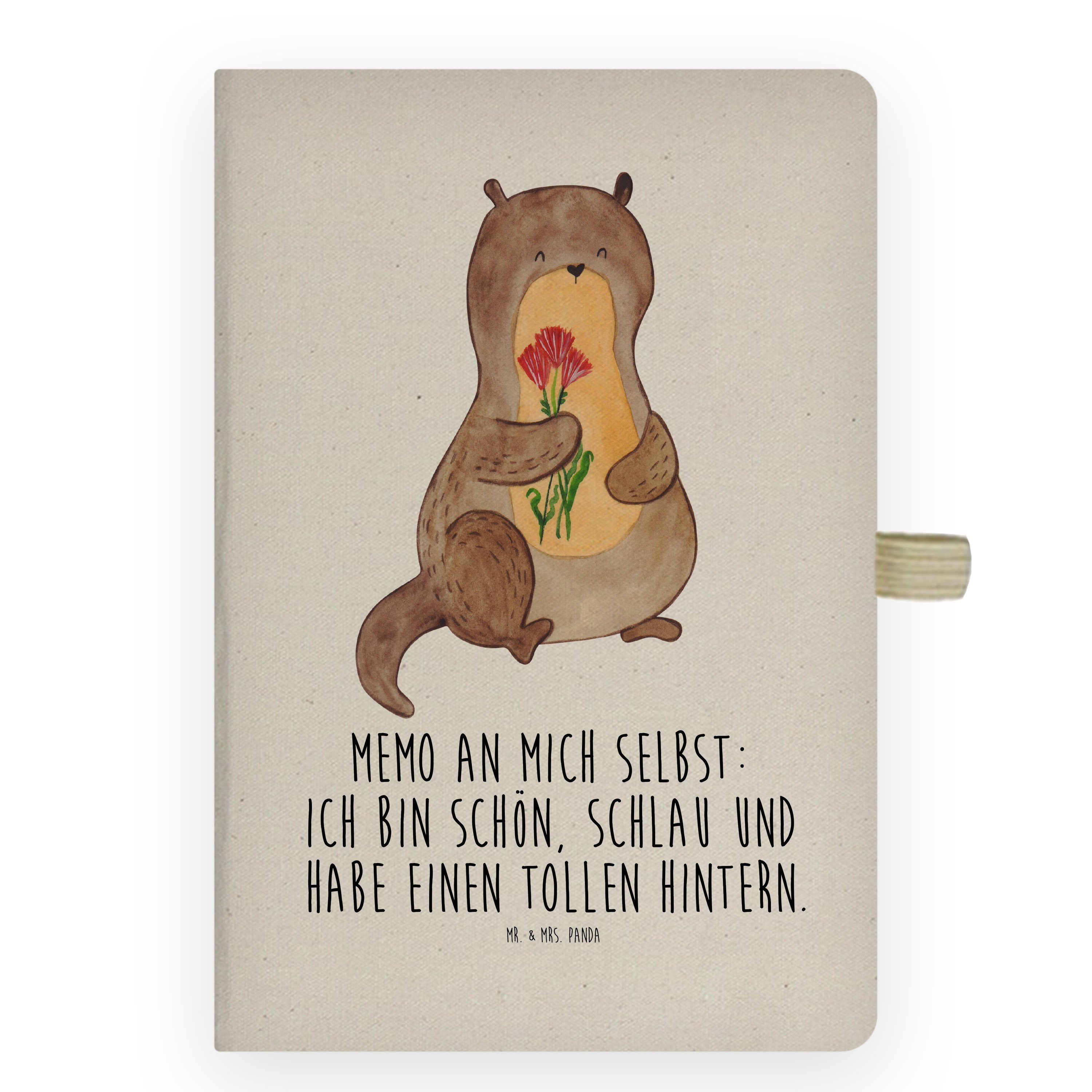 Mr. & Mrs. Panda Notizbuch Otter Blumenstrauß - Transparent - Geschenk, Eintragebuch, Seeotter, Mr. & Mrs. Panda