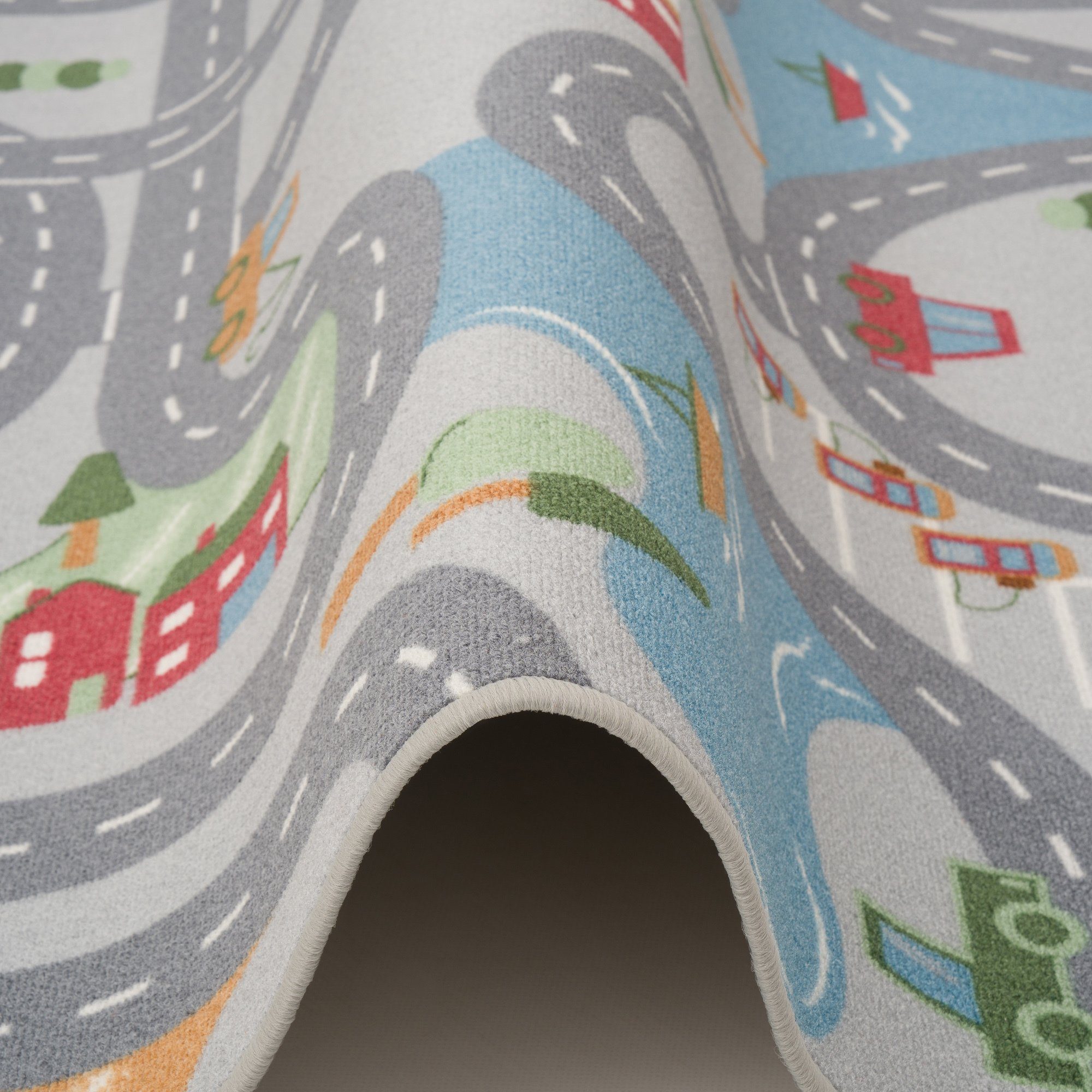 Snapstyle Kinderteppich Kinder Spiel Straßenteppich Fun Town Rund, Rund, Höhe: 4 mm