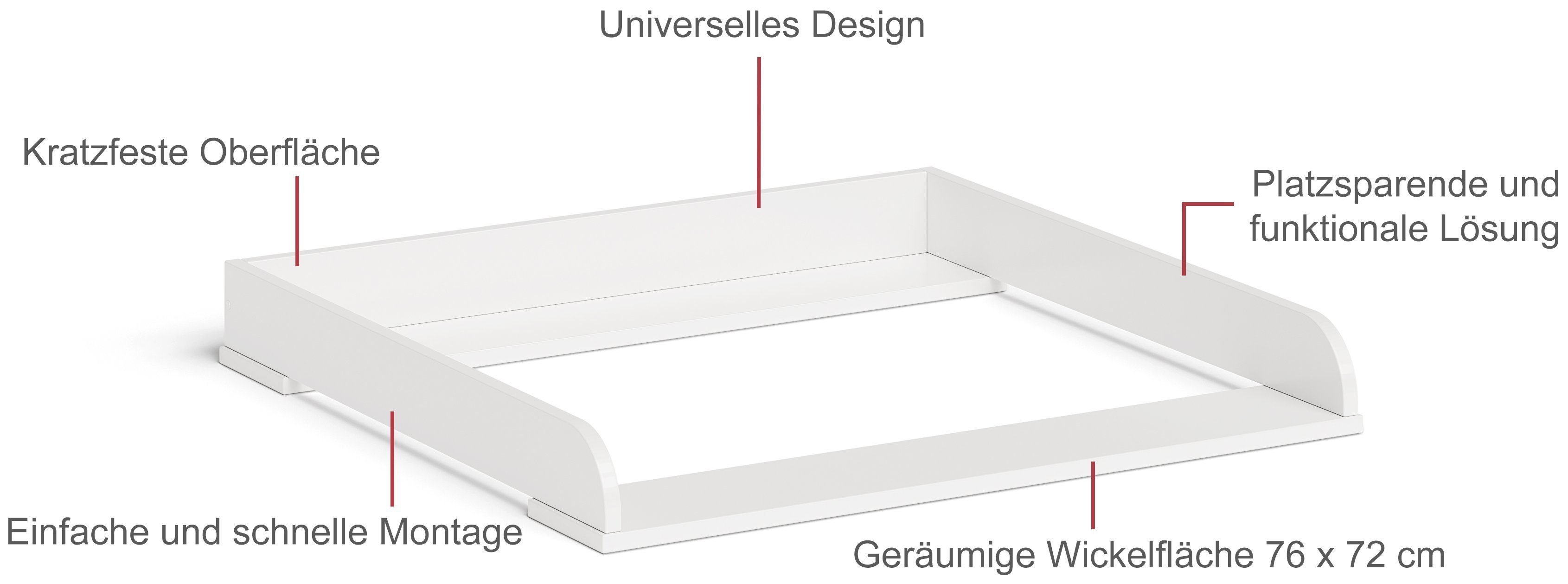 Wickelaufsatz für IKEA Hemnes, Nordli Bellabino Malm, Kommode Oti,