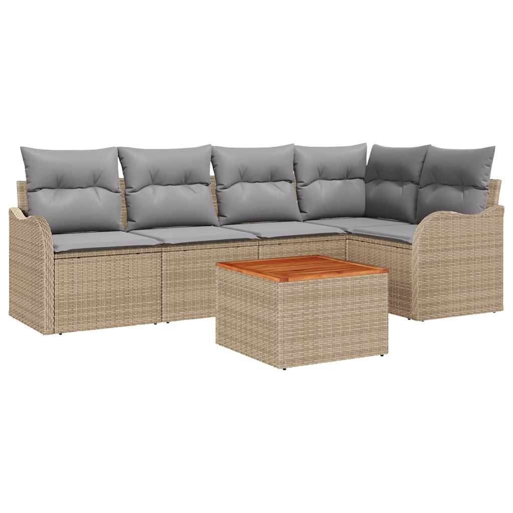 vidaXL Gartenlounge-Set Garten-Sofa-Set 6 pcs Beige und Hellgrau, (6-tlg)