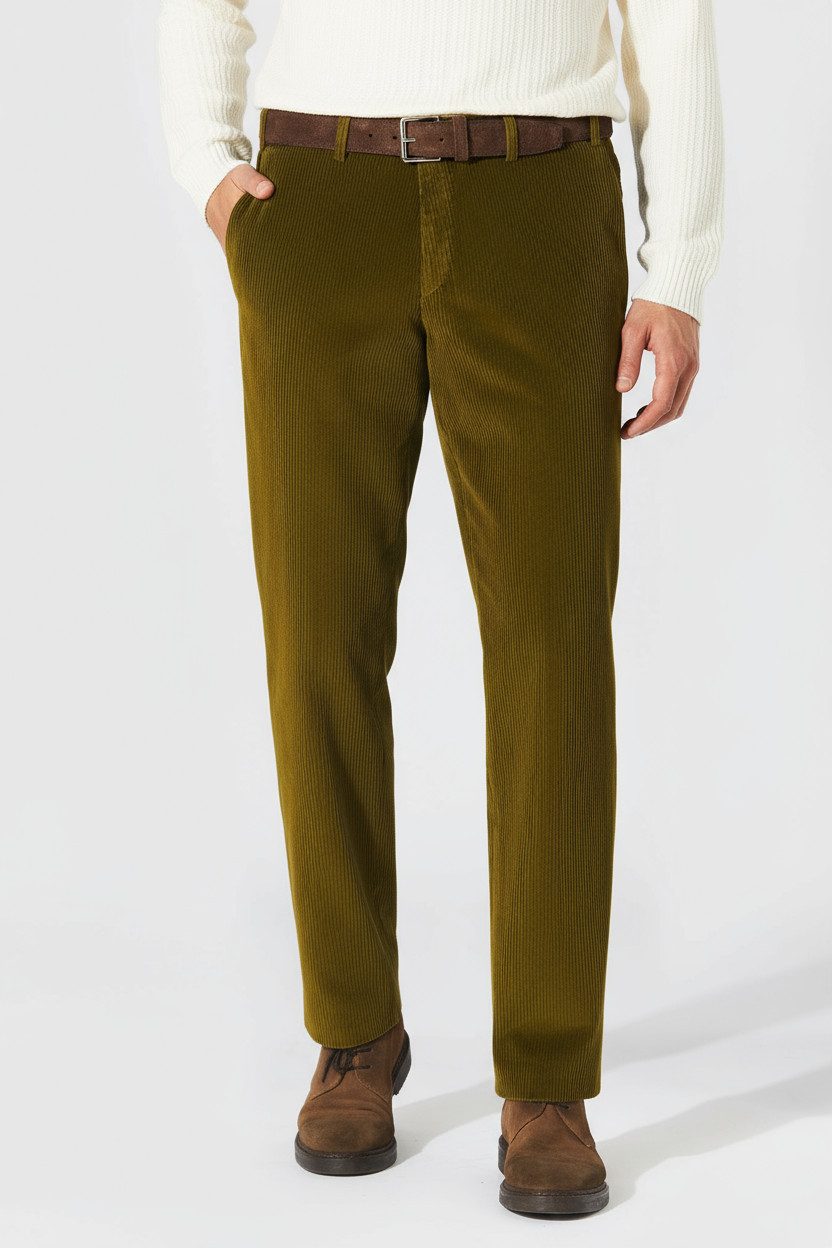 Hiltl Cordhose Tilo I Cordhose Herren Slim Fit Genua Cord, dunkelgrün, 25 hochwertige Cordqualität mit höchstem Tragekomfort