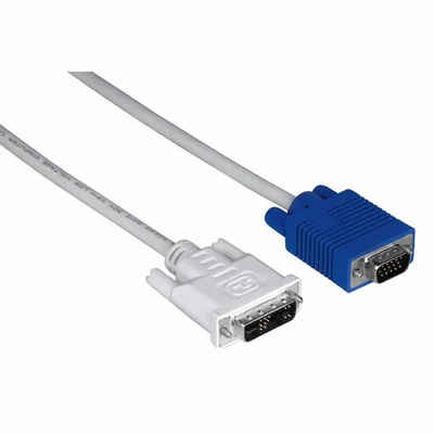 Hama 1,8m Monitorkabel VGA-Stecker DVI-Stecker Grau Video-Kabel, VGA, DVI-A, (180 cm), Anschlusskabel mit VGA HDD-Stecker zu DVI-A-Stecker (12+5)