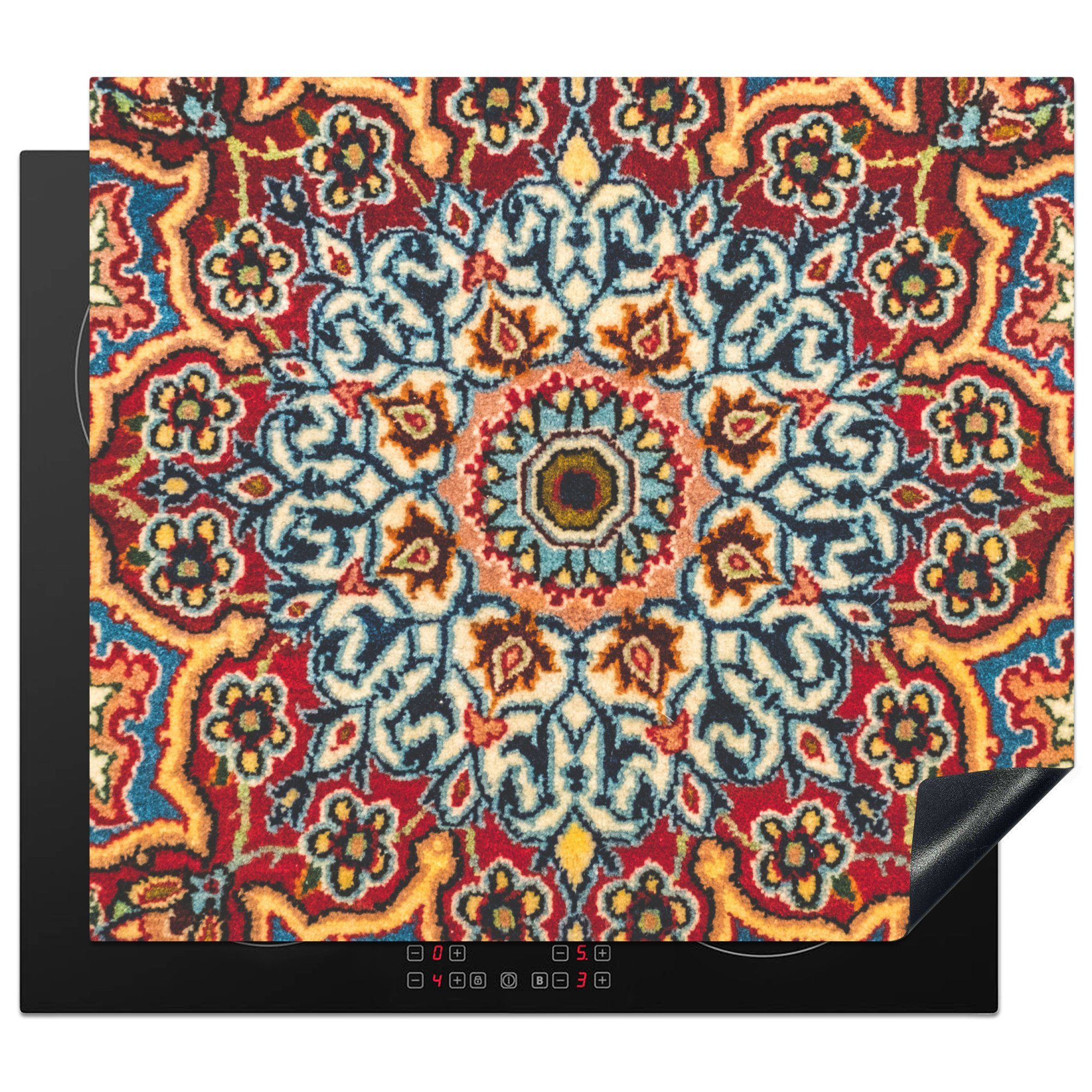 MuchoWow Herdblende-/Abdeckplatte Perserteppich - Mandala - Muster, Vinyl, (1 tlg), 59x52 cm, Ceranfeldabdeckung für die küche, Induktionsmatte
