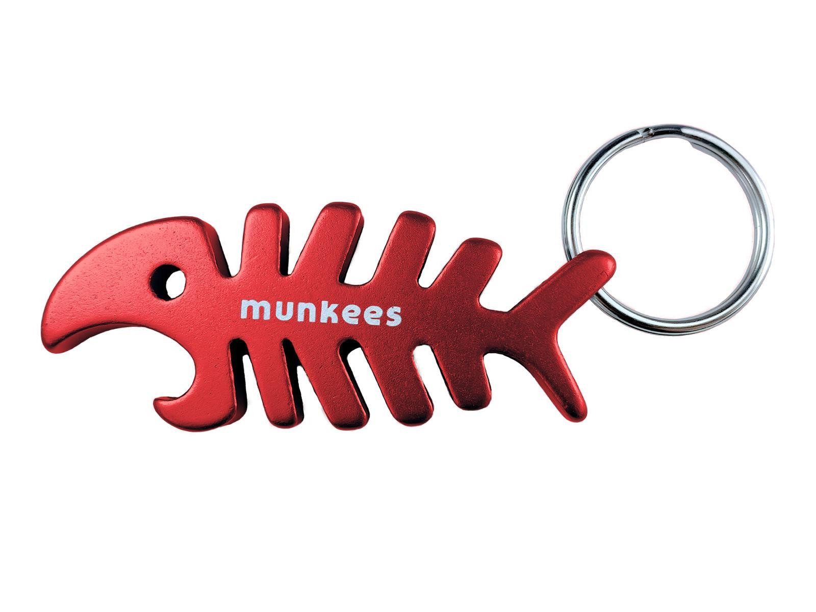 Munkees Flaschenöffner Fisch-Design Anhänger Figur mit Flaschenöffner, Rot, Aluminium (Packung, 1-tlg), Flaschenöffner, Schlüsselring, Aluminium