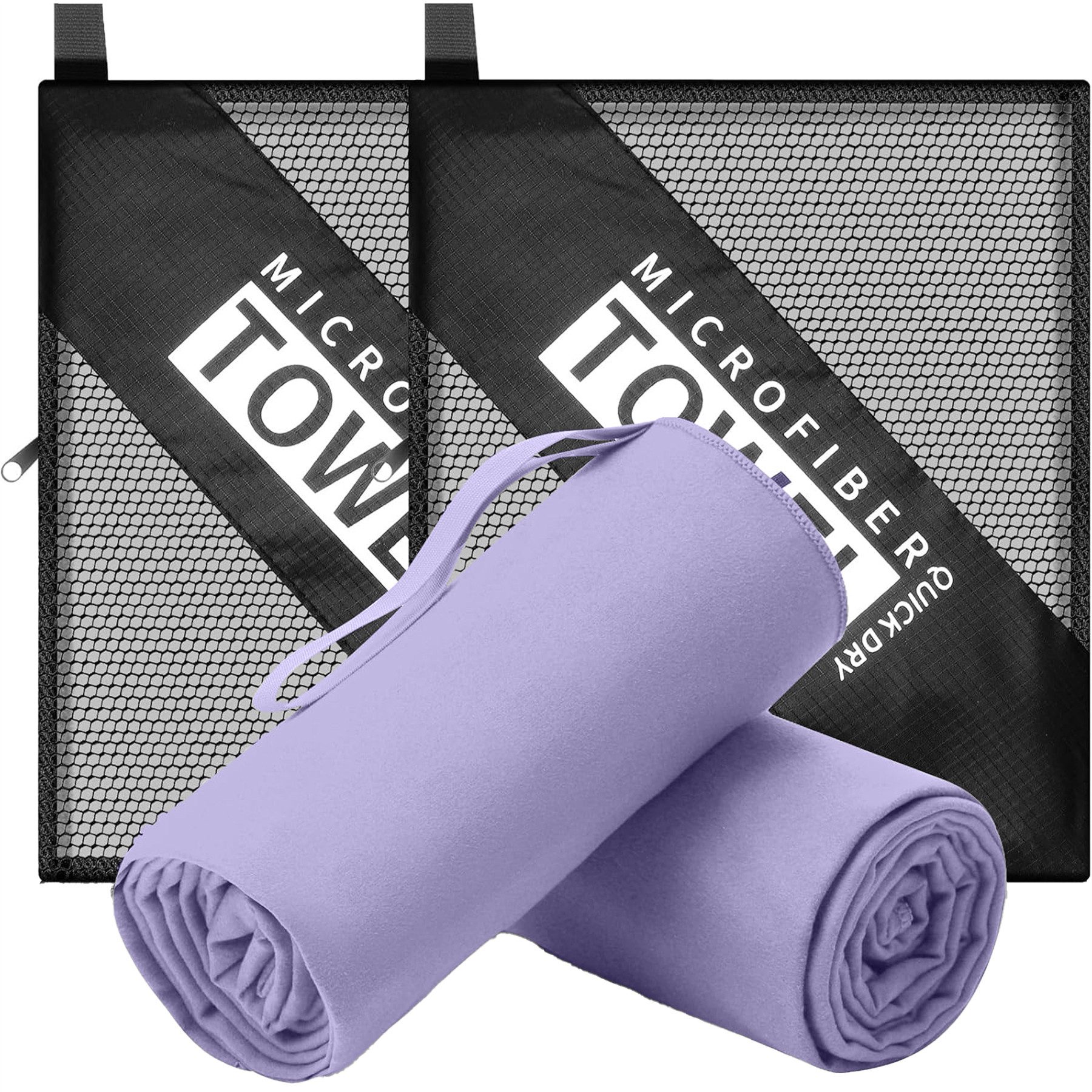 Mutig Sporthandtuch 2 Stück Mikrofaser Handtuch,leicht&extra saugstark - schnelltrocknende, (Microfaser Handtücher - optimales Fitness Handtuch/Mikrofaser Strandtuch/Gym Towel), saugfähig und antibakteriell für Fitness, Sport, Schwimmen, Radfahren