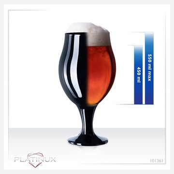 PLATINUX Bierglas Schwarze Biertulpen, Glas, Biergläser Set 450ml (max. 550ml) Glas Bierschwenker Pilsgläser