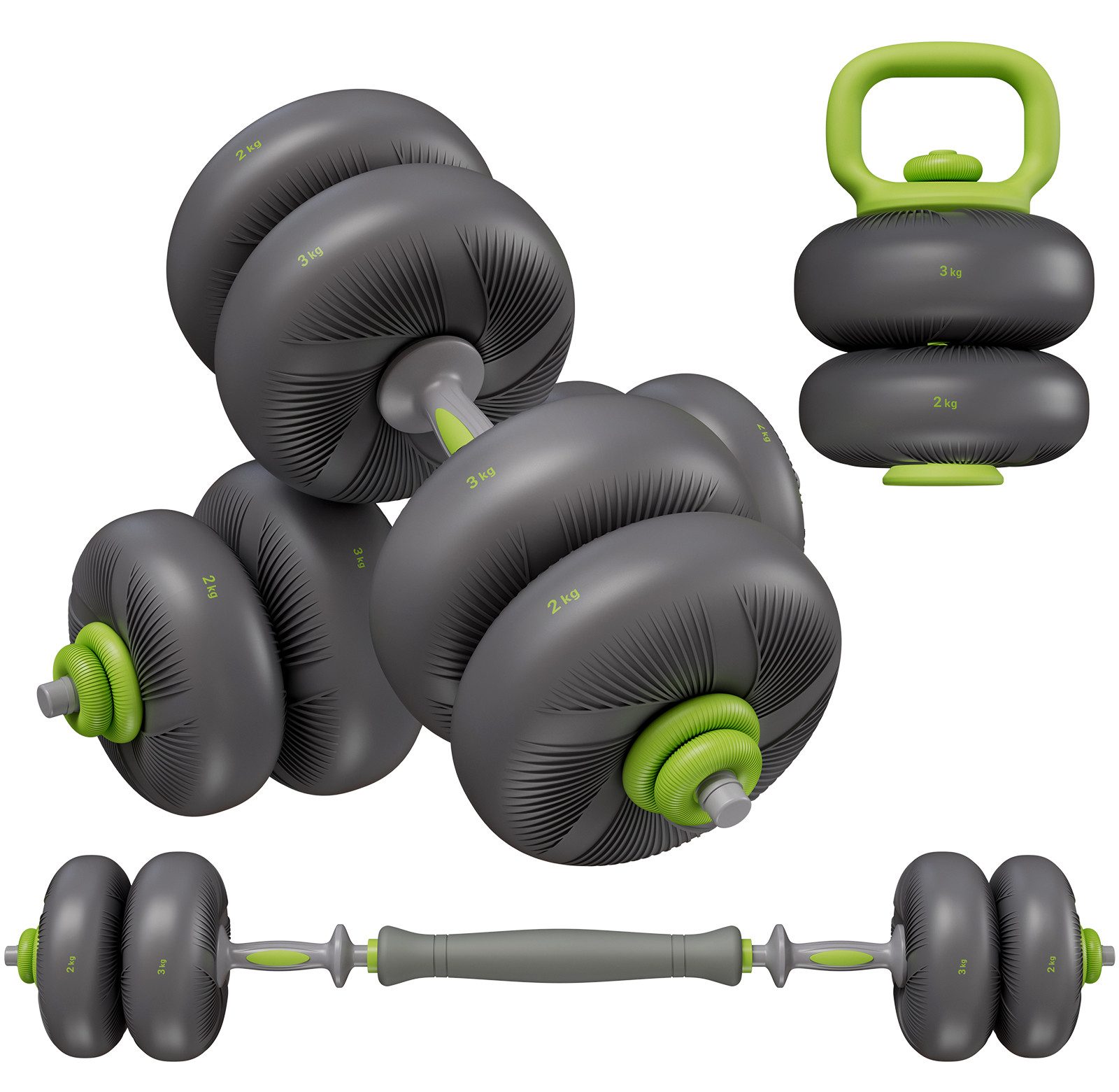 TLGREEN Hantel Verstellbare Kurzhanteln 20/25kg, (4-in-1 Dumbbell Set,Verwendbar als Langhantel, Kettlebell), für Home Gym