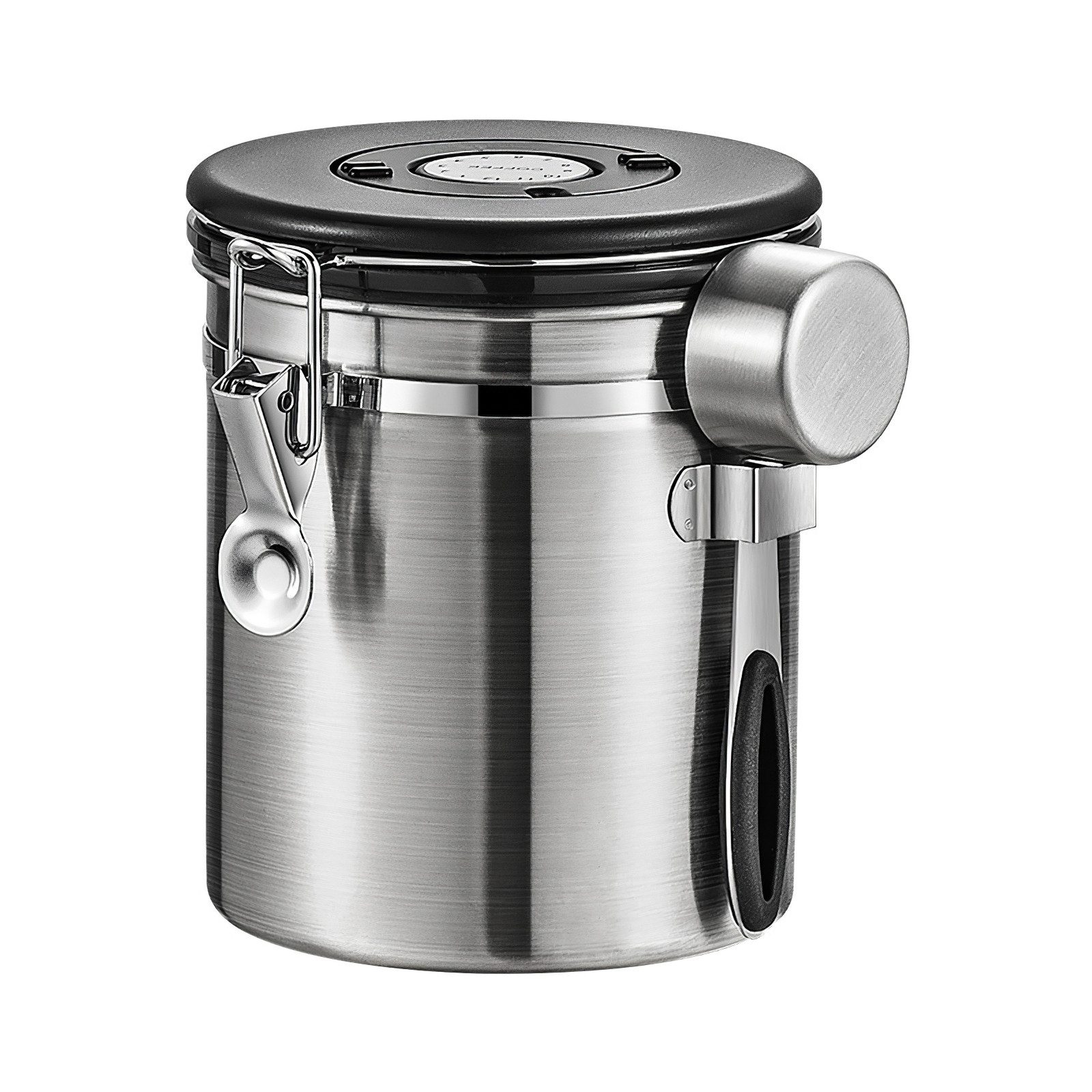 BlingBin Kaffeedose 1,8/2,8L Edelstahl Kaffeebohnen Vorratsdose,Luftdichte Kaffeebehälter, Edelstahl, (1er Set, 1-tlg., 14.8*20.8 cm), Kaffeedose mit CO2-Ventil, Messlöffel & Datumsanzeige für Nüsse Kakao