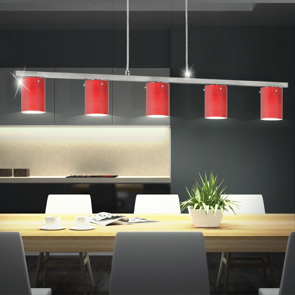 im Beleuchtung 5-flg Wohnzimmer Hänge LED Warmweiß, inklusive, Leuchtmittel Lampe Chrom etc-shop Leuchte Glas Pendelleuchte,
