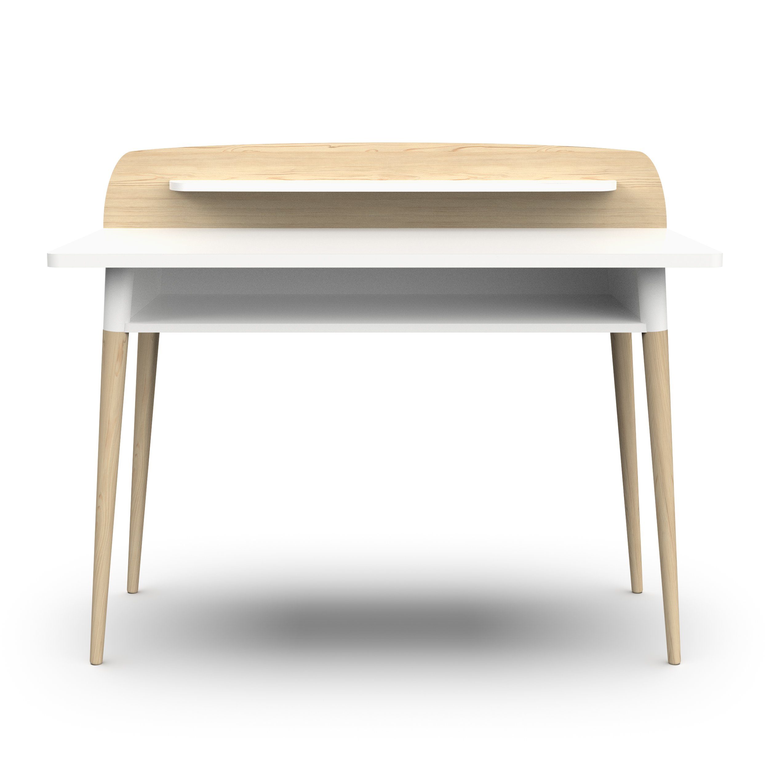 habeig Kinderschreibtisch Moderner Schreibtisch mit Ablage, 110 x 88 x 55 cm, Naturholz, abgerundete Kanten