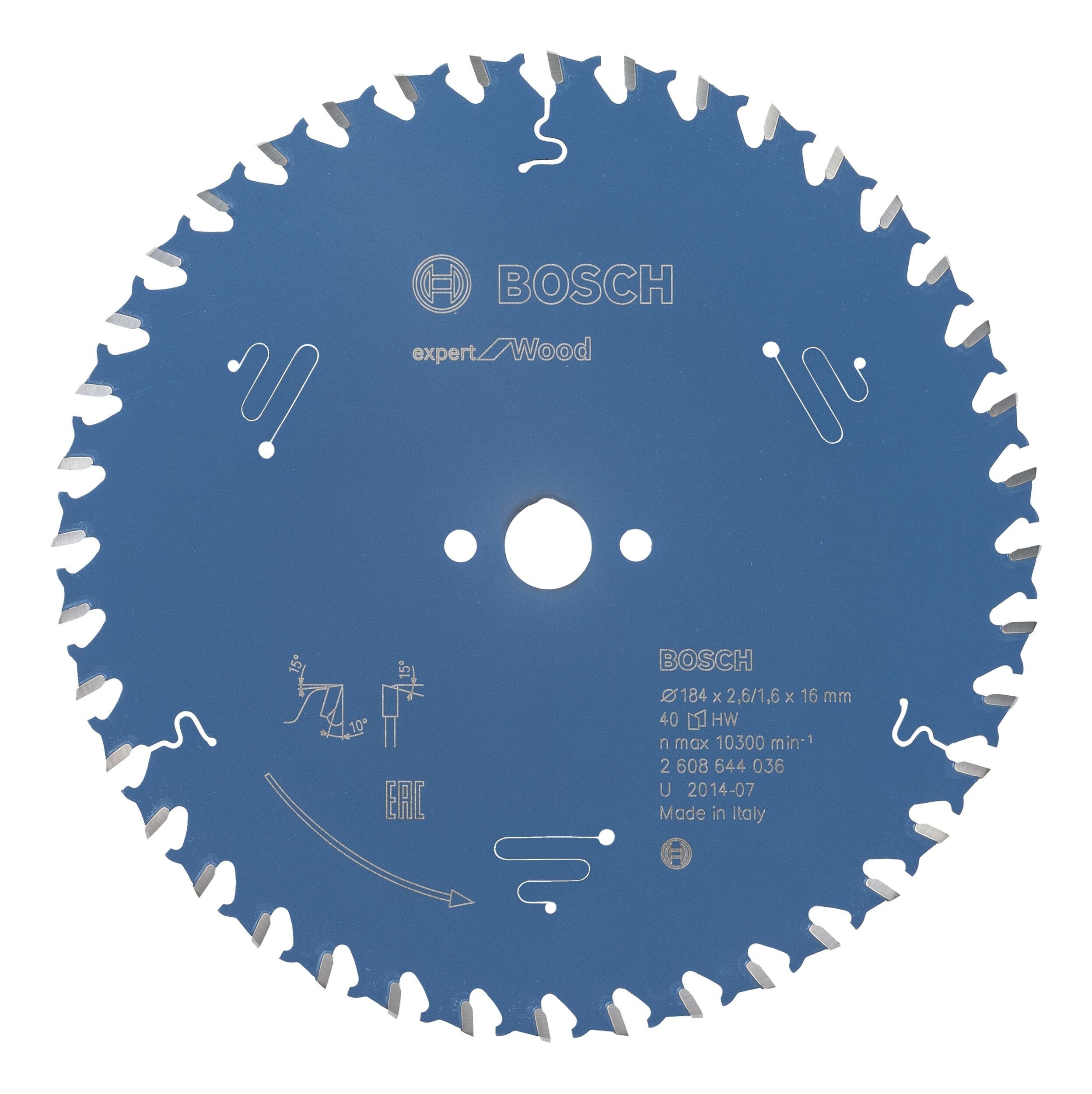 184 Expert For x x BOSCH Wood Kreissägeblatt 2,6 40Z, - mm 16