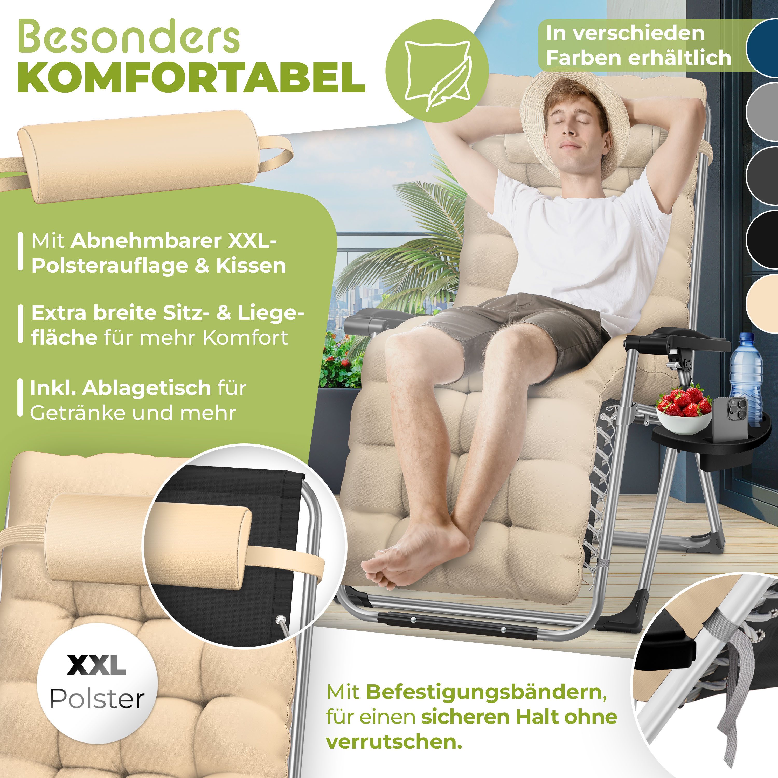 KESSER Gartenliege, Sonnenliege Liegestuhl Klappbar + günstig online kaufen