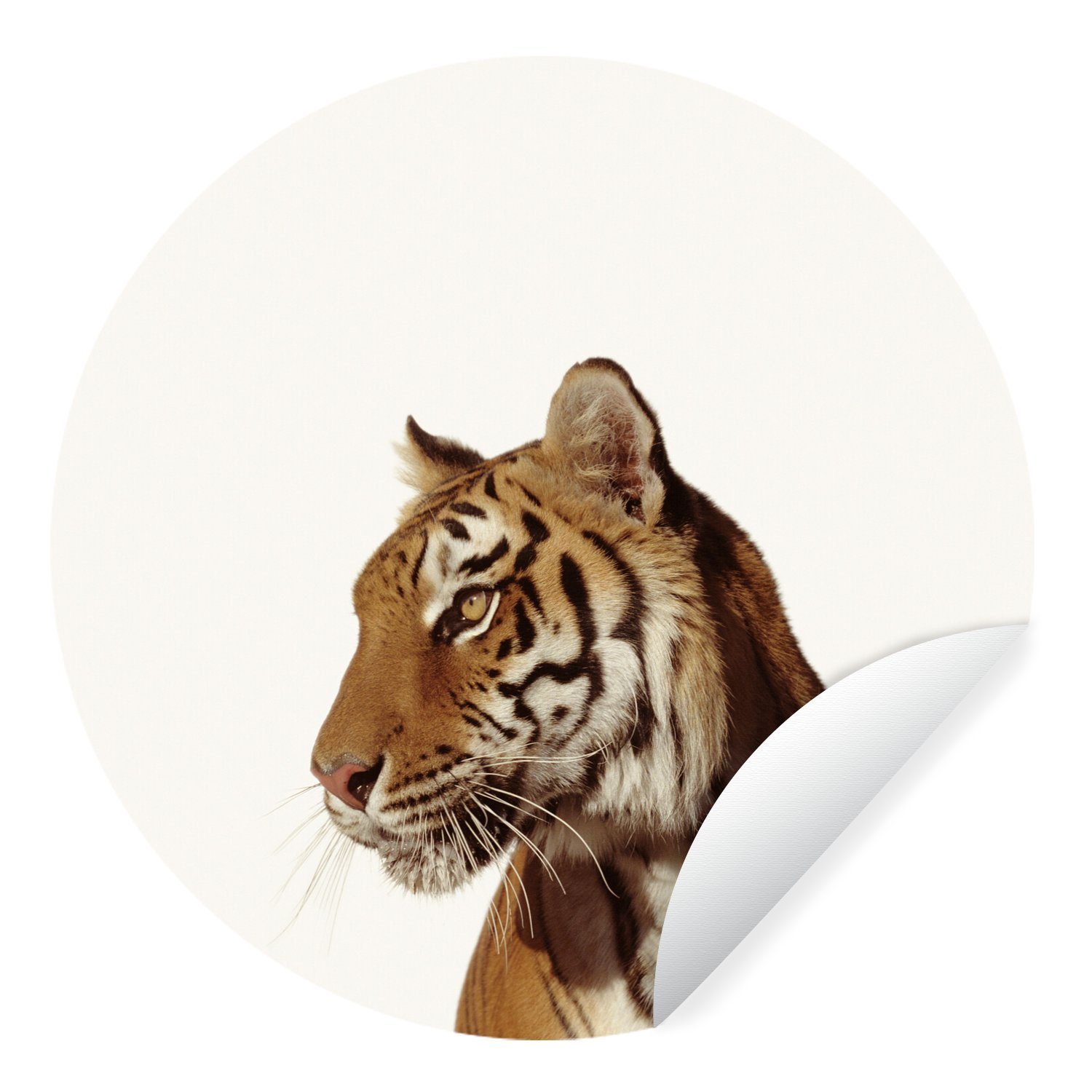 MuchoWow Wandsticker Tiger - Tier - Porträt (1 St), Tapetenkreis für Kinderzimmer, Tapetenaufkleber, Rund, Wohnzimmer