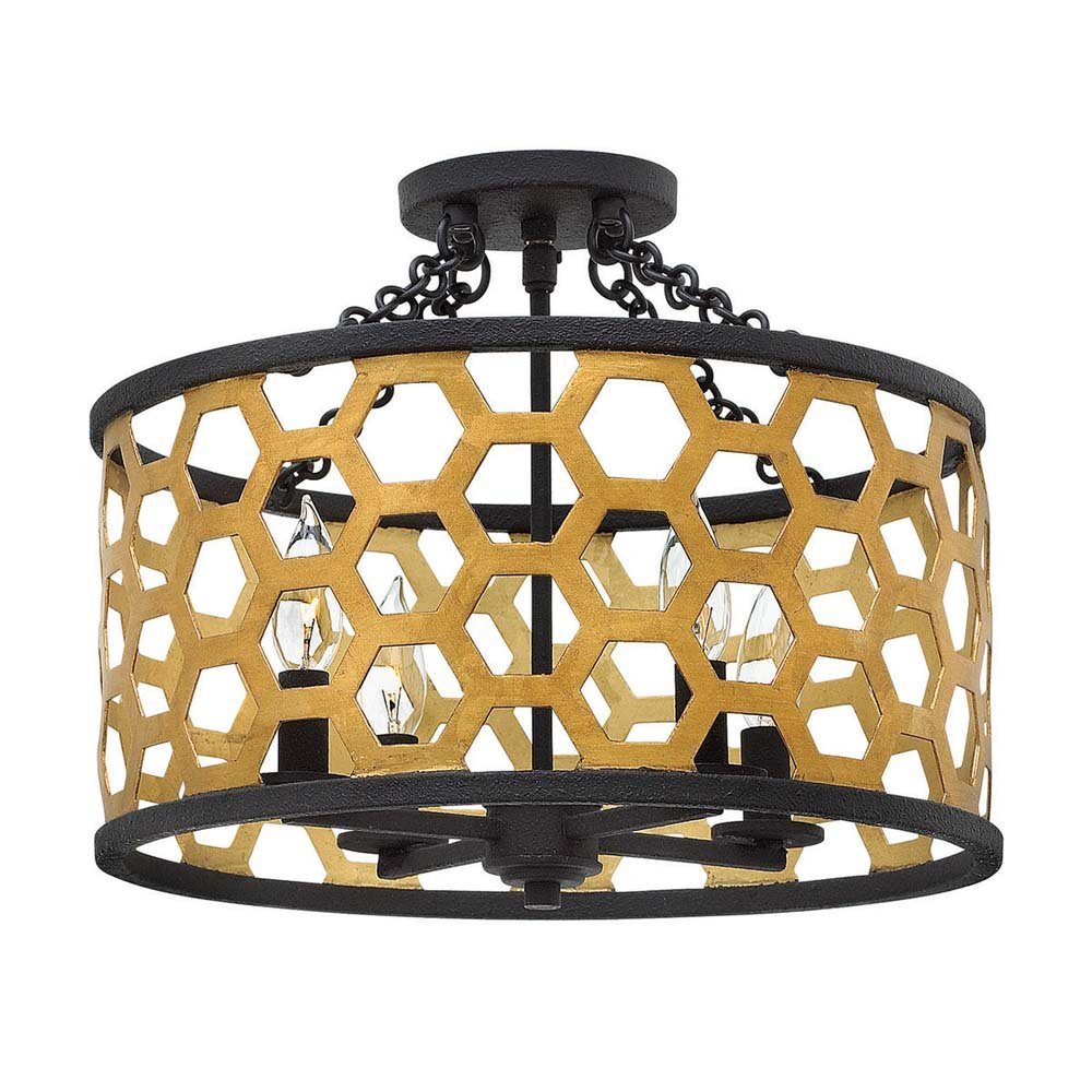 Elstead LIGHTING Deckenleuchte, Leuchtmittel nicht inklusive, Deckenleuchte Designlampe Wohnzimmerleuchte Stahl Glas D 40,6 cm 4