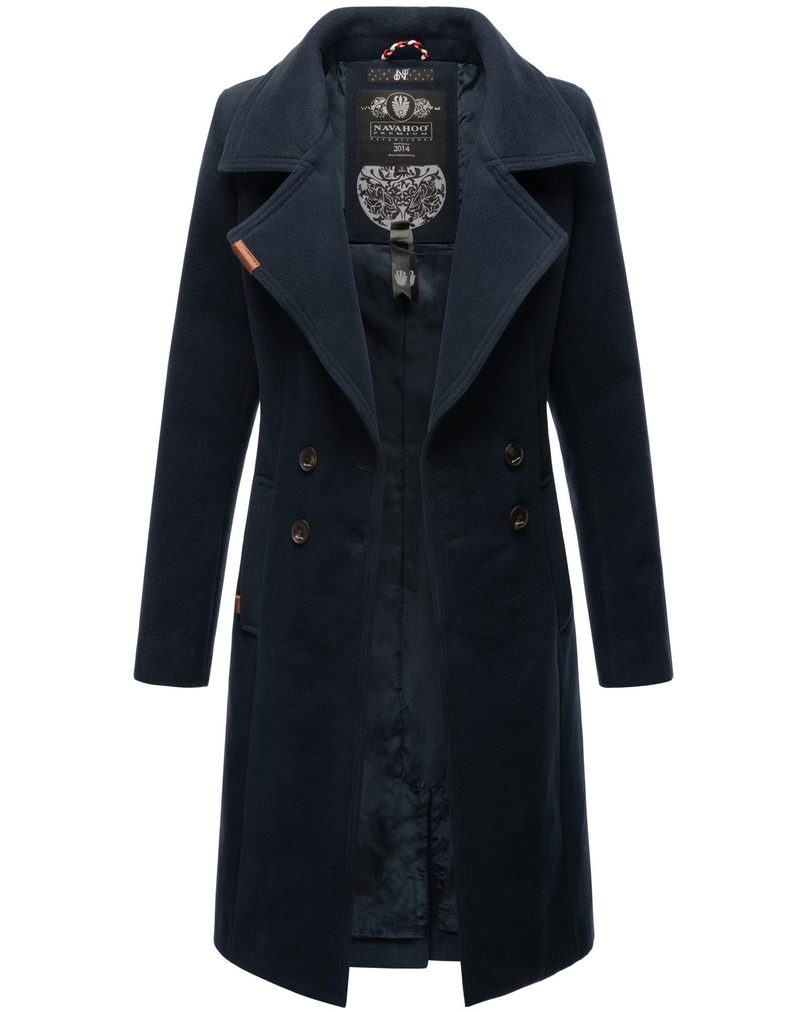 Navahoo Wintermantel Wooly edler Damen Trenchcoat in Wollmantel-Optik