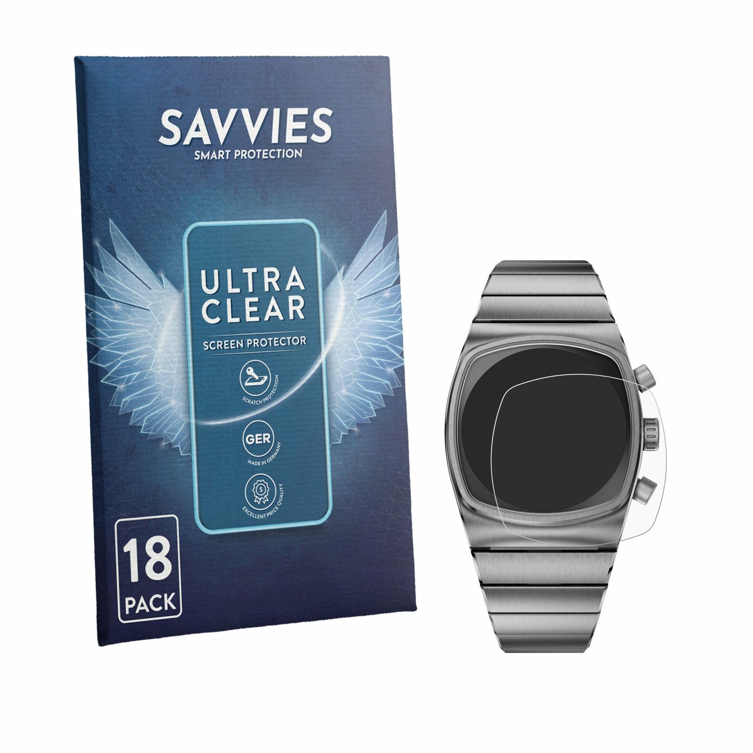 Savvies Displayschutzfolie Schutzfolie für Brew Watch Metric, 18 Stück, Displayschutz Schutz Folie Klar Transparent