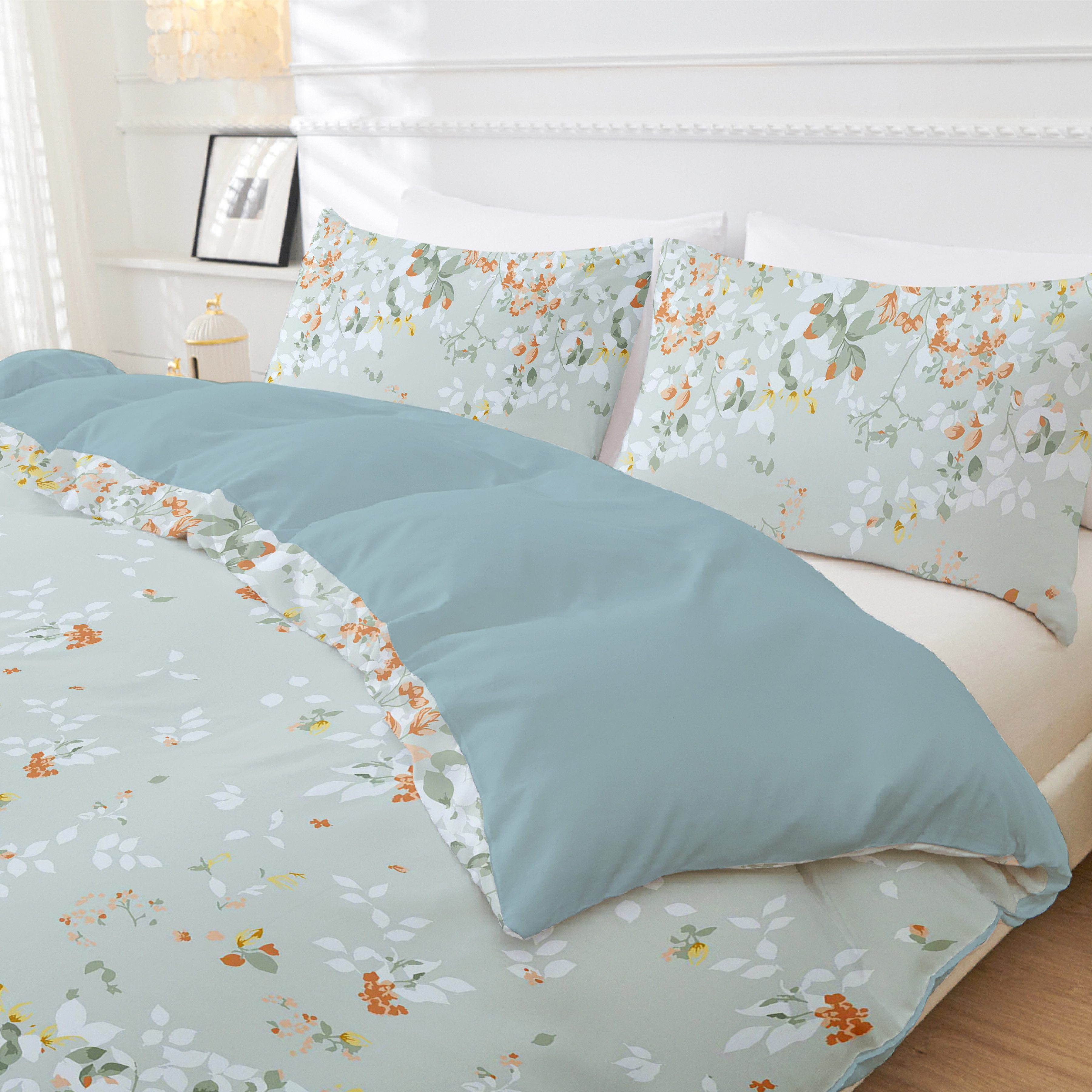 wohnTRAUM24 Bettwäsche Bettwäsche Blumen Wendebettwäsche Set mit Reißverschluss, Blumenmuster Bettwäsche 135 x 200 200 x 200 mit Kopfkissenbezug – Bild 3 von 5