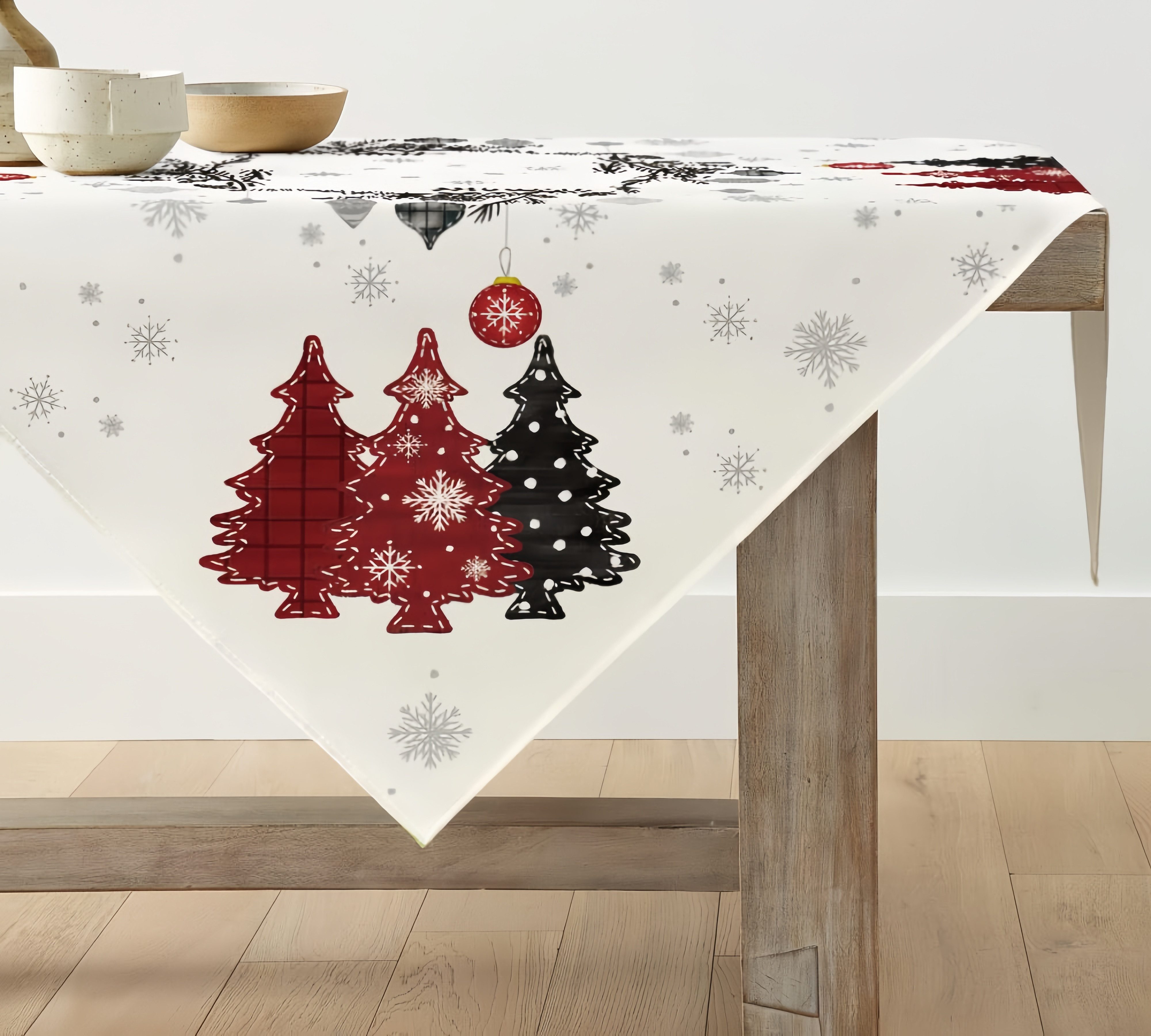 FOUORTUNATE-BEE Tischdecke Roter Tannenbaum Weihnachts-Tischläufer 85x85 cm günstig online kaufen