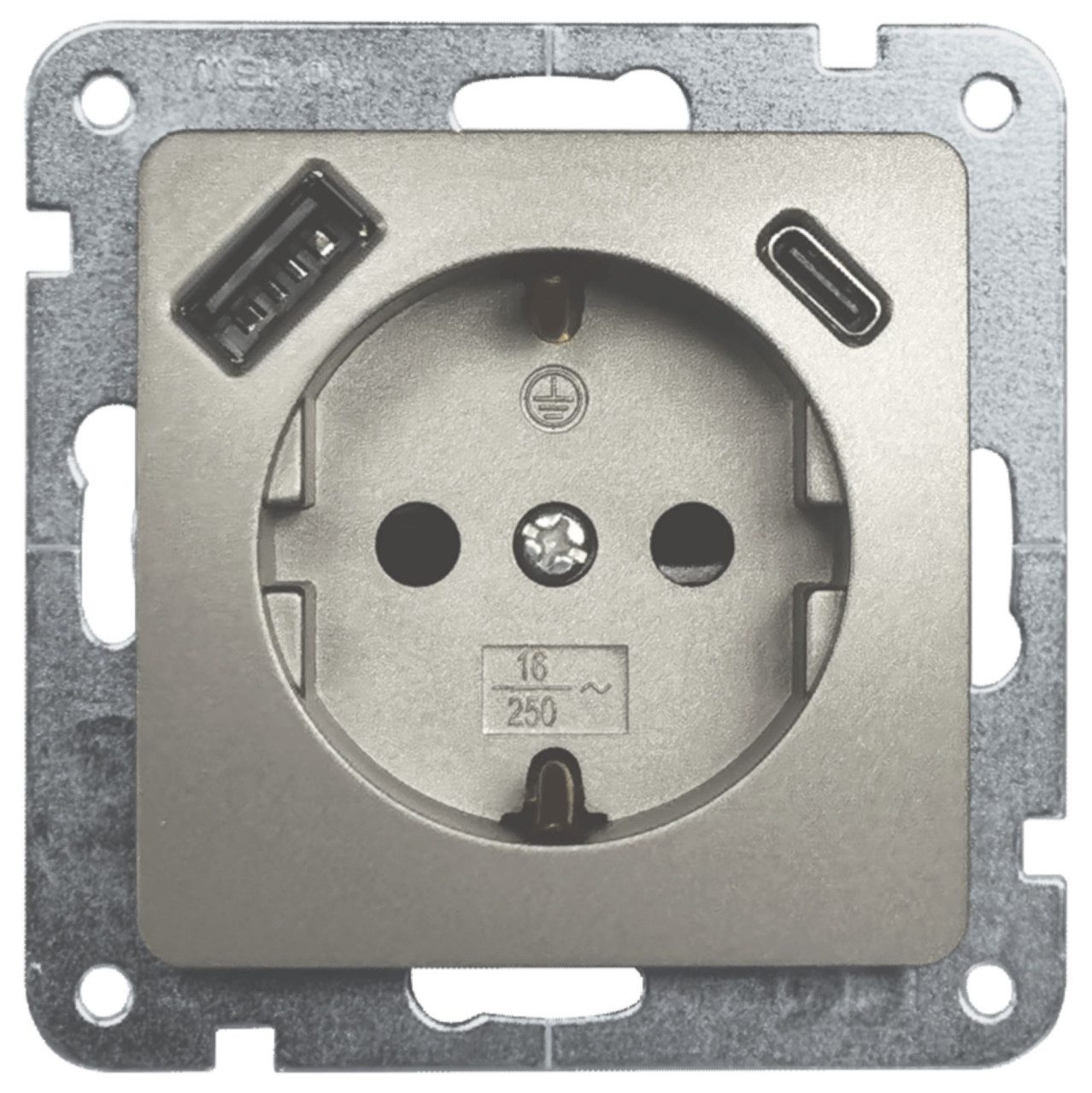UNITEC Lichtschalter Unitec Steckdose mit USB A & C Monaco platin