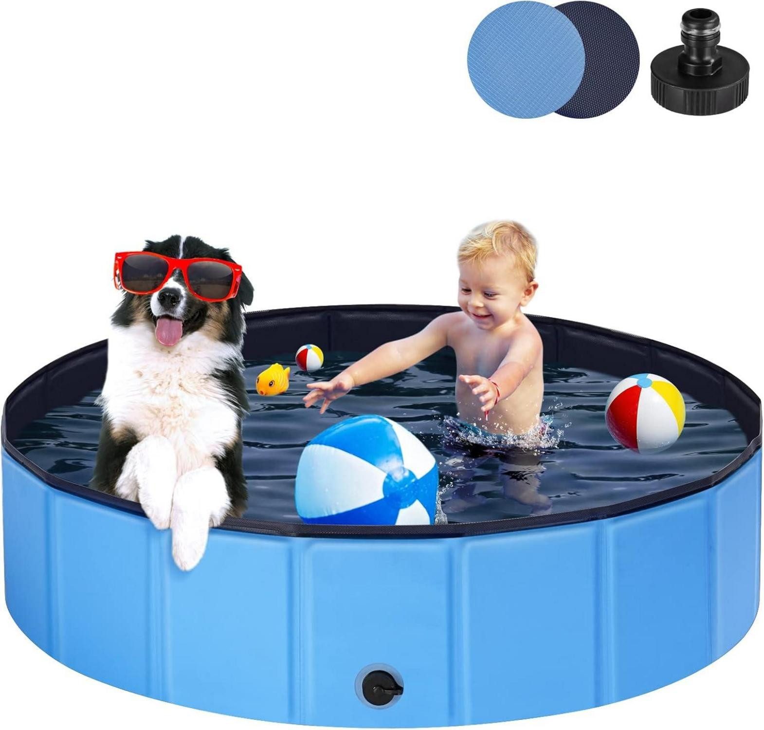 Schutzkragen Hundepool Faltbarer Schwimmbecken Planschbecken 160x30cm PVC
