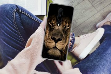 MuchoWow Handyhülle Löwe - Tiere - Schwarz - Porträt, Phone Case, Handyhülle OnePlus 7 Pro, Silikon, Schutzhülle