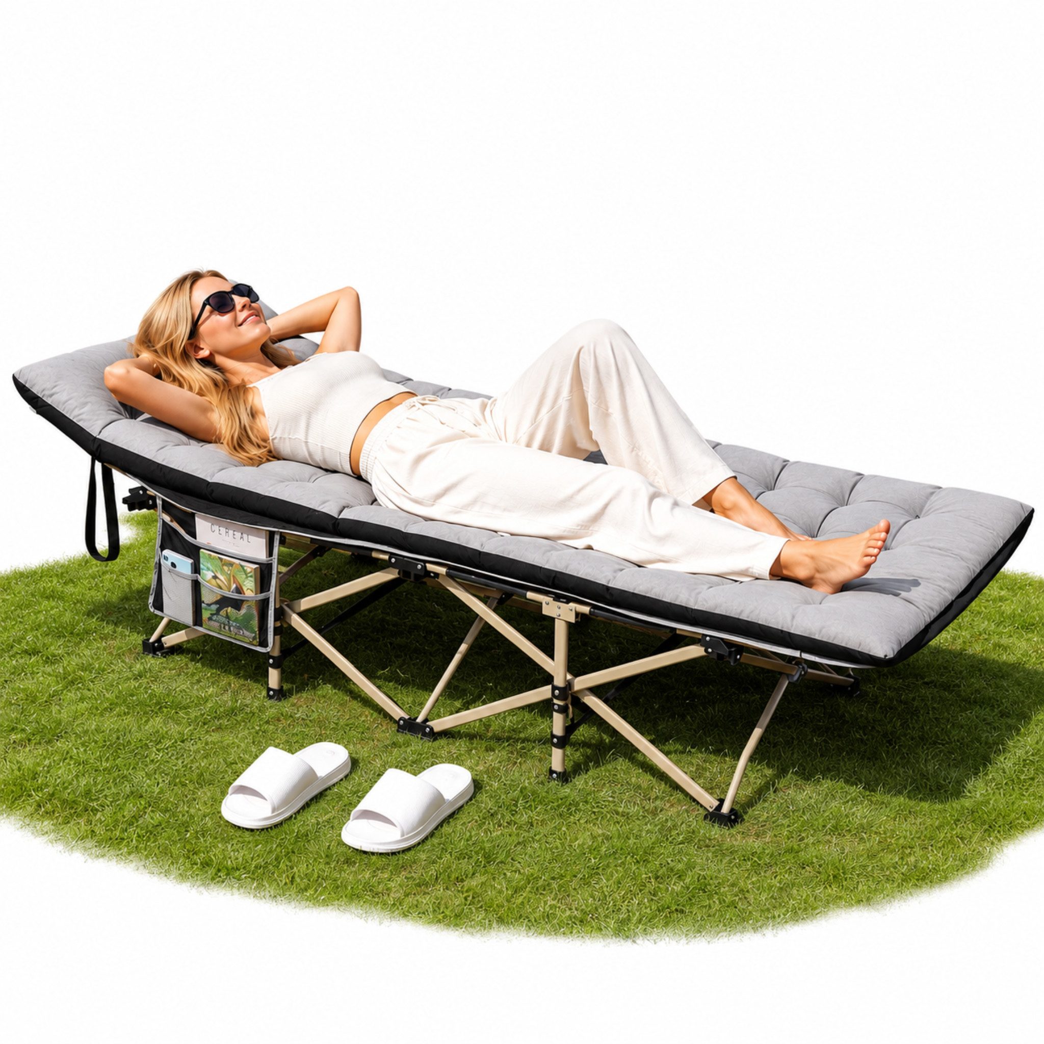 Norvéa Home Relaxliege Gartenliege klappbar gepolstert 191 cm bis 150 kg, Polsterung, faltbar, bis 150 kg belastbar, platzsparend verstaubar