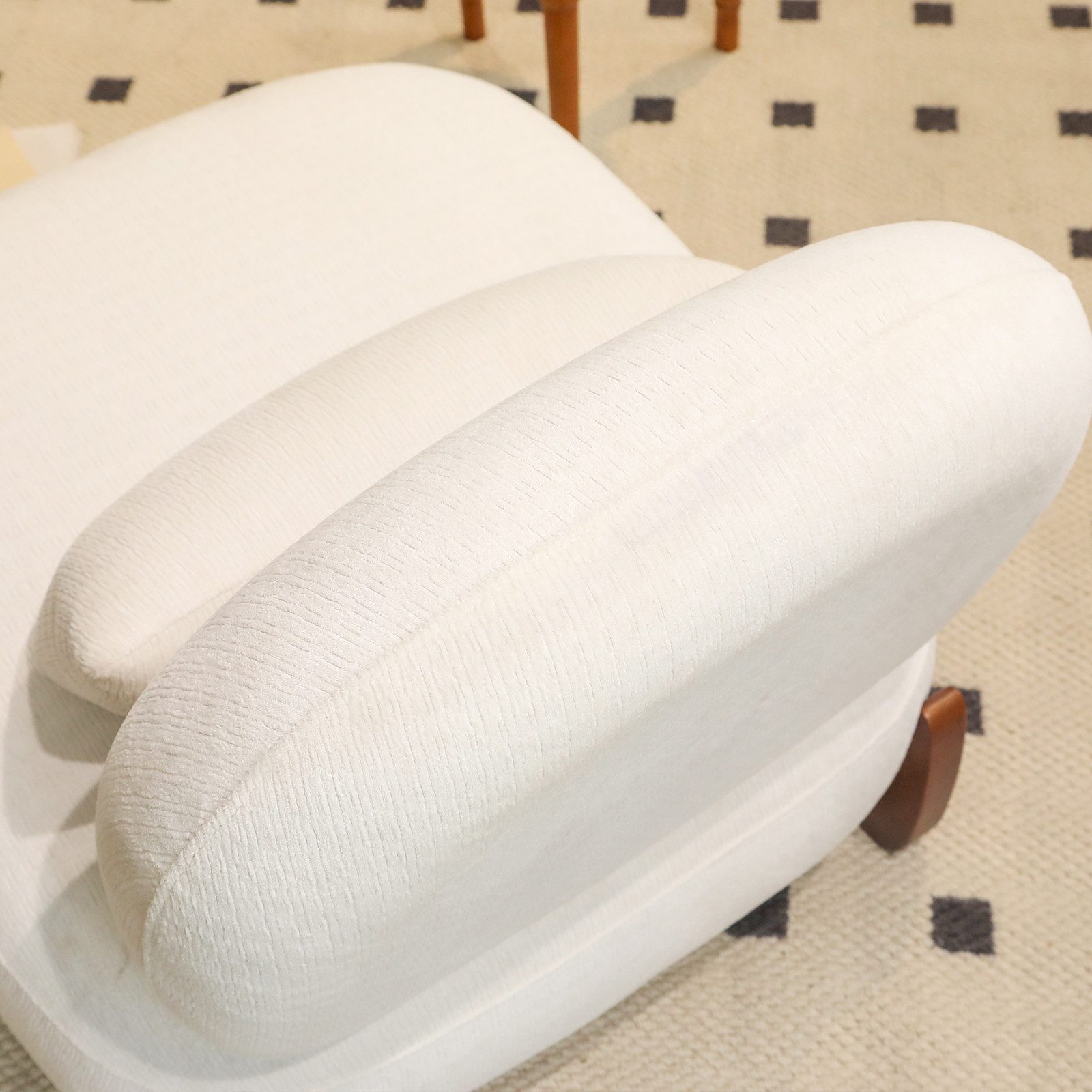 Totnz Loungesessel Akzentstuhl mit Massivholzbeinen und Kissen (Armloser Sessel aus Samt für Wohnzimmer), Schlafzimmer, Wohnung, Wartezimmer und Balkon