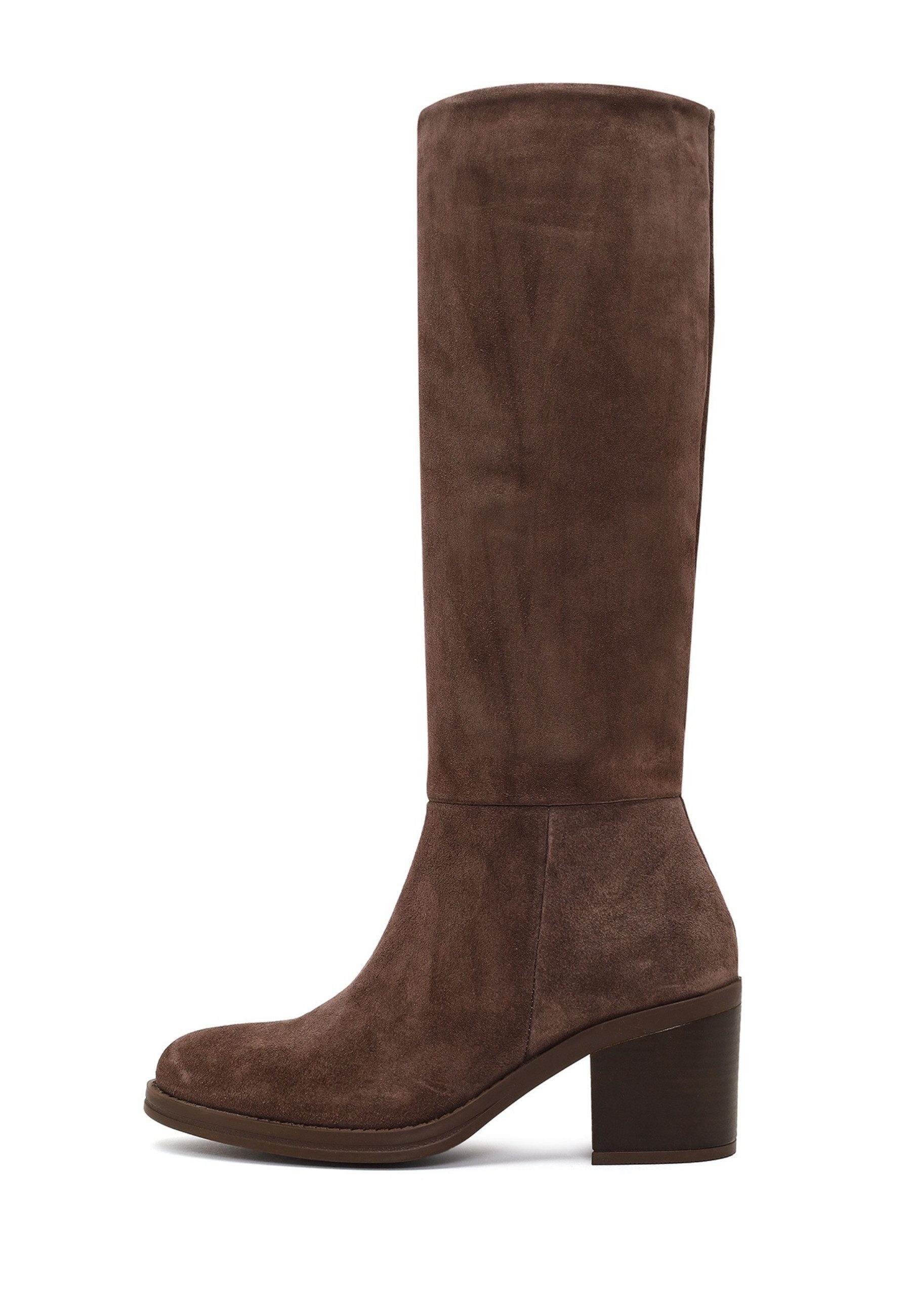 Derimod Absatzstiefel aus Veloursleder Bootsschuh Textilfutter, EVA Sohle, Absatz 6 cm