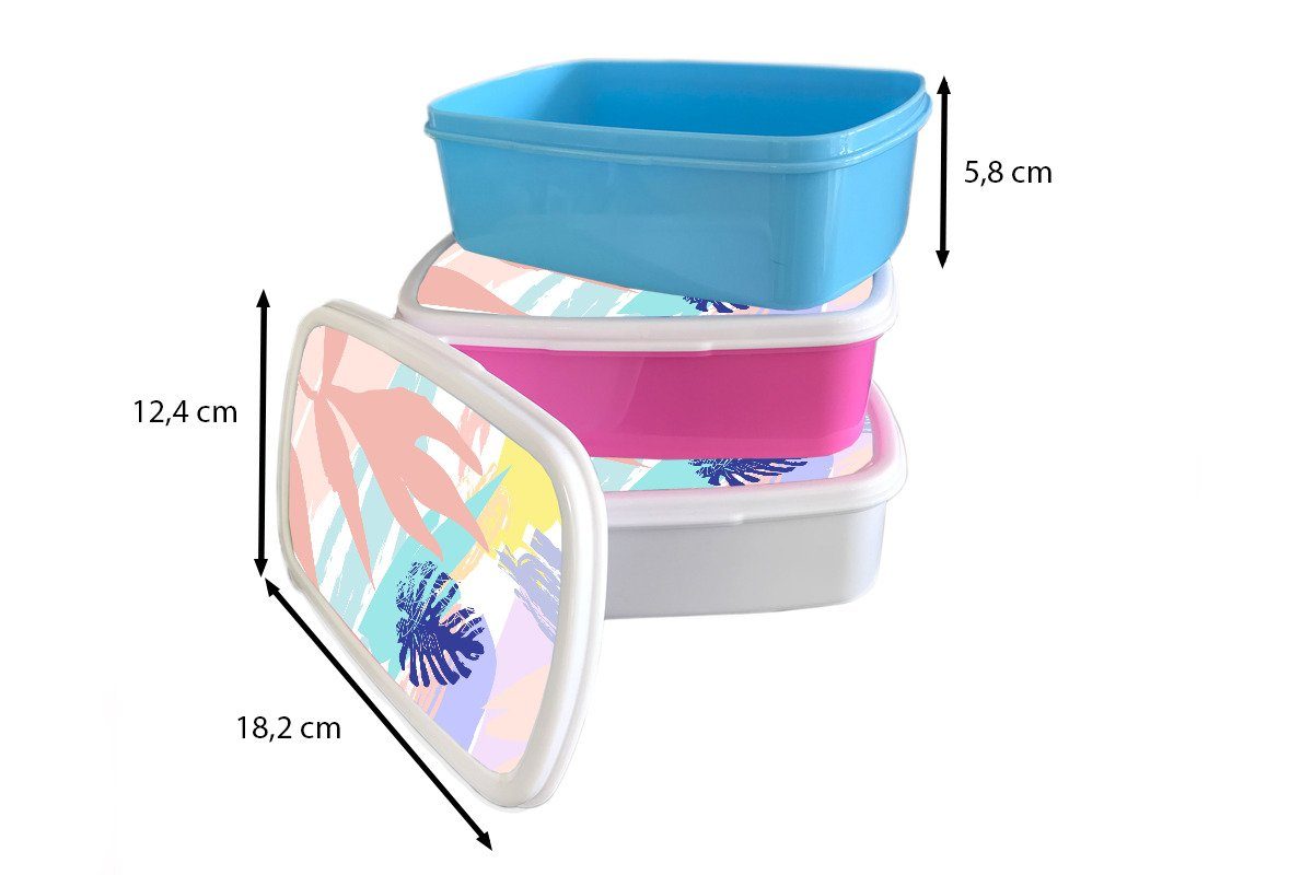 MuchoWow Lunchbox Farbe, Snackbox, Kunststoff - Sommer rosa (2-tlg), Strand Mädchen, Brotdose Kinder, für - Erwachsene, Brotbox Kunststoff