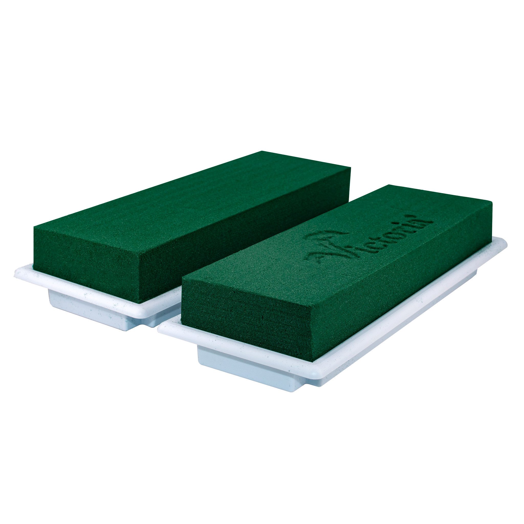 Creativery Bastelmoos, Nass Steckschaum Ziegel 23x7x5cm mit Schale 2er Set Weiß