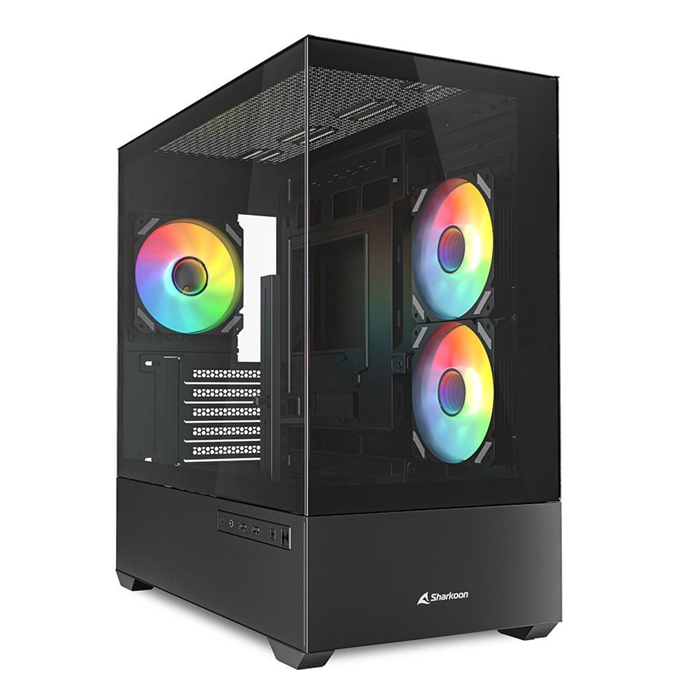 Sharkoon PC-Gehäuse MK6 Micro ATX PC-Gehäuse RGB Gaming Computer Case Tower Rechnergehäuse, PC Tower Gaming-Gehäuse RGB Beleuchtung Kompaktes Gehäuse