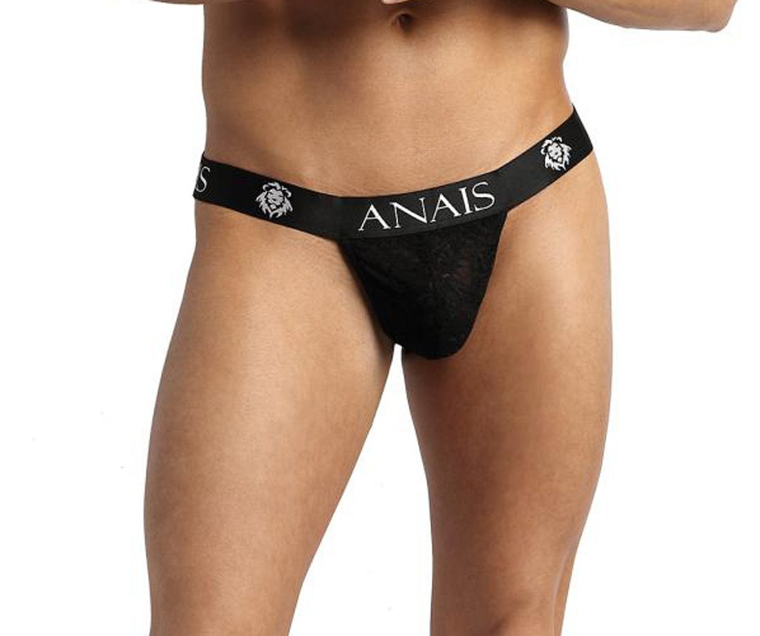 String Schwarzer Herren Jock Strap aus leicht glänzendem blickdichtem Stoff u