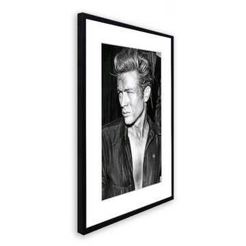 artissimo Bild mit Rahmen Bild gerahmt 51x71cm / schwarz-weiß Poster mit Rahmen / James Dean, Film-Star: James Dean