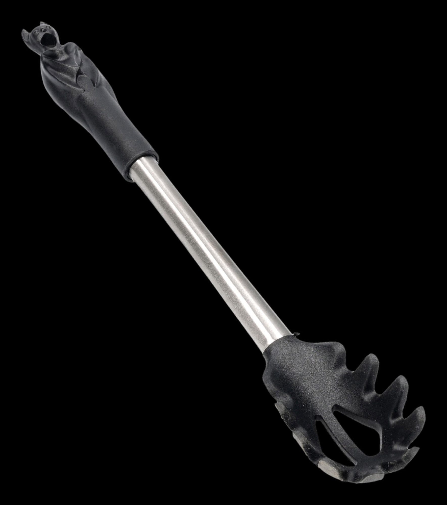 Figuren Shop GmbH Spaghettibesteck Fledermaus Spaghettilöffel Gothic Küchenhelfer Halloween 36 cm (1-tlg), Nylon mit Silikon umwickelt/ Stahl, Lebensmittelecht, BPA-frei, FDA-geprüft, hitzebeständig bis zu 230C