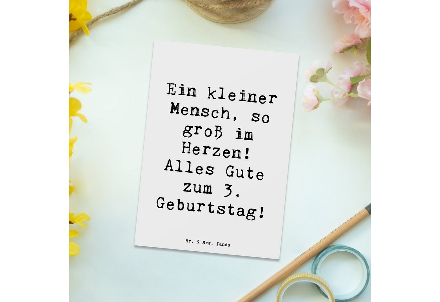 Thumbnail - Mr. & Mrs. Panda Postkarte Spruch 3. Geburtstag Herz - Weiß - Geschenk, Alles Gute, Alles gut zu