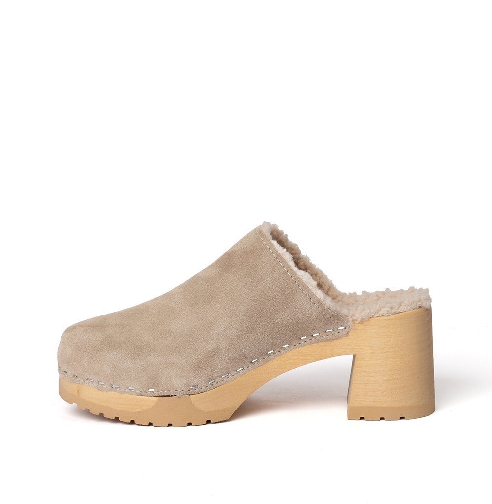 Softclox HANJA Kaschmir/Plüsch taupe/taupe (natur), Winter, Holz, Clogs, Damen, Clog
