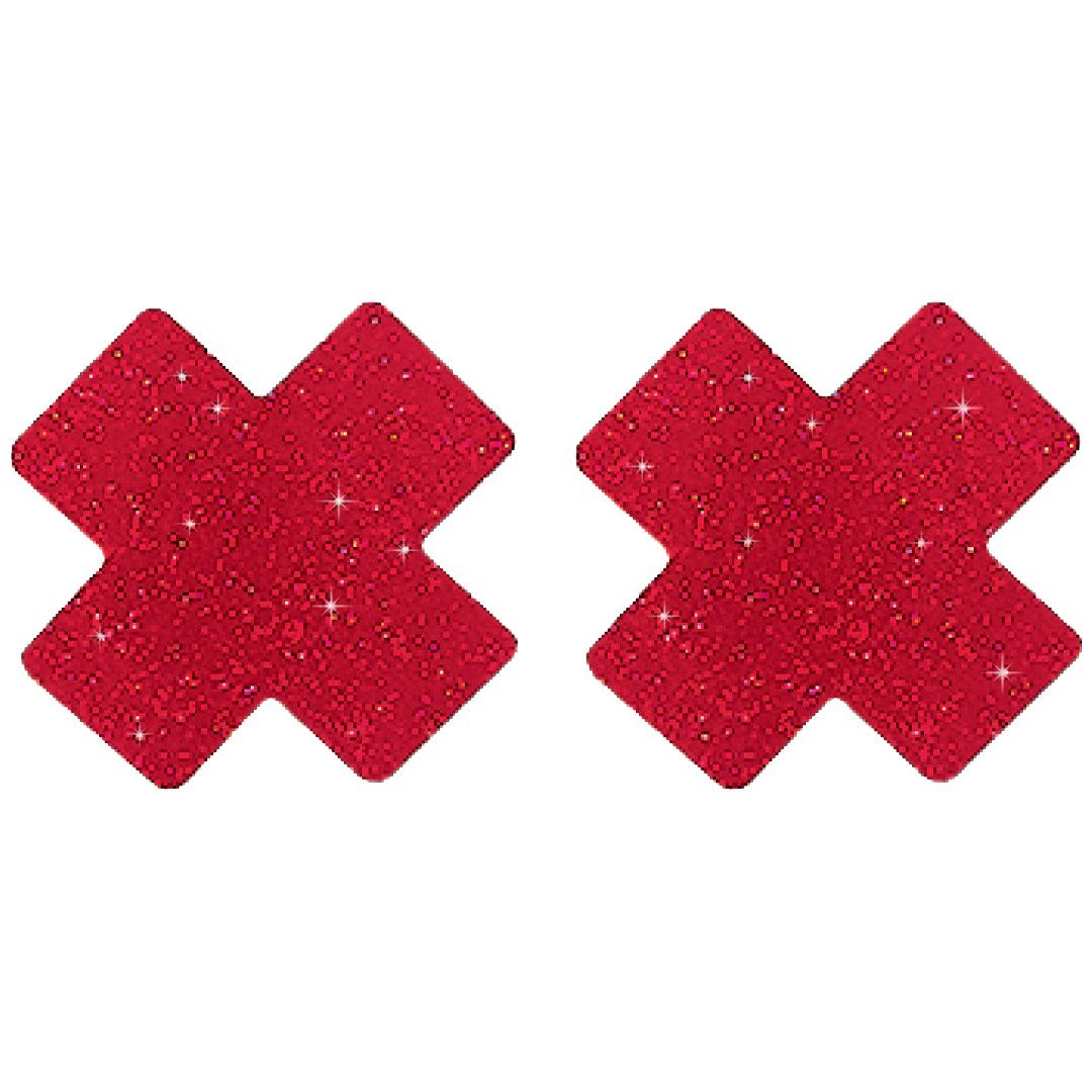 Taboom Brustwarzenabdeckung X-Nippelsticker mit Glitzer - rot