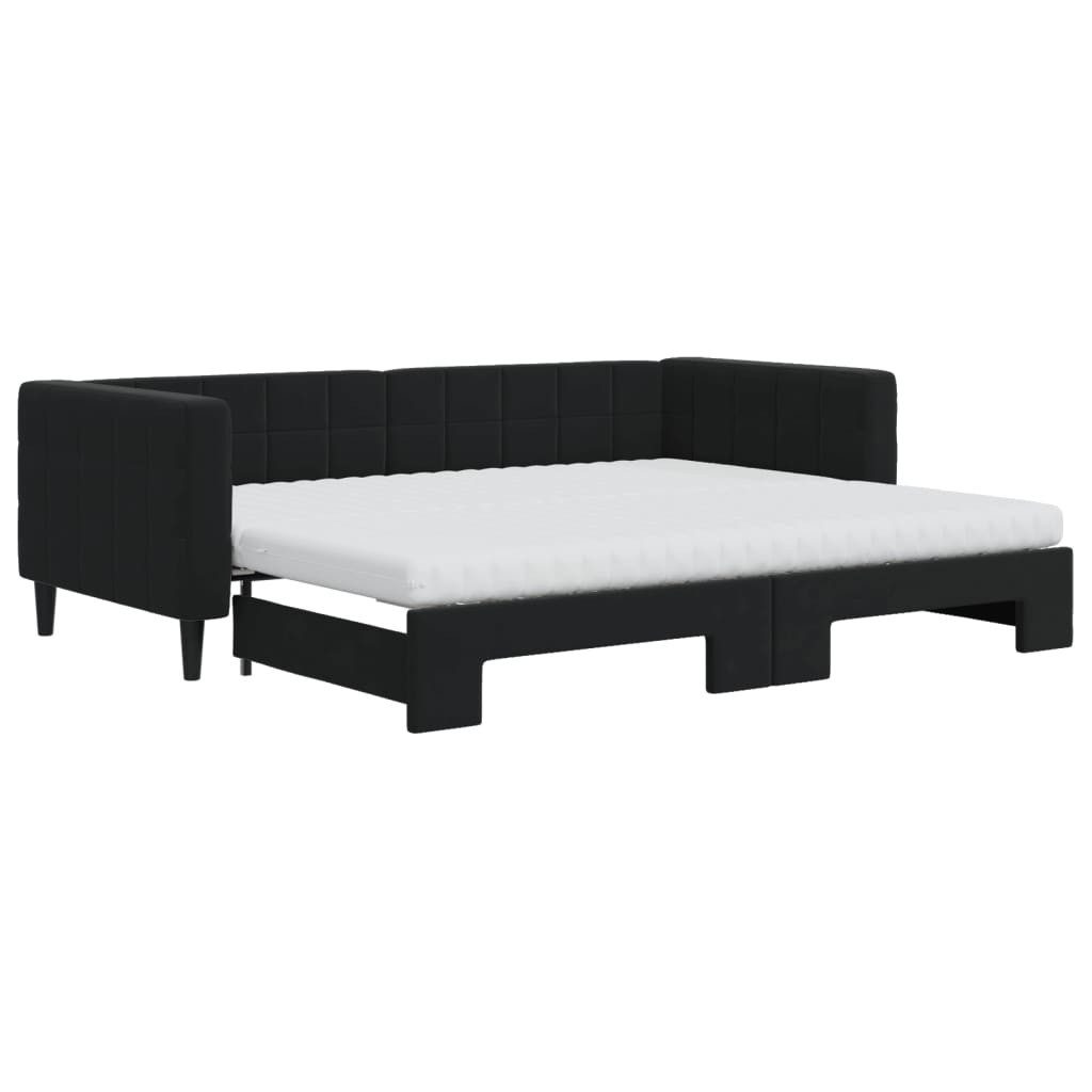 vidaXL Bett, Tagesbett Ausziehbar mit Matratzen Schwarz 90x200 cm Samt günstig online kaufen
