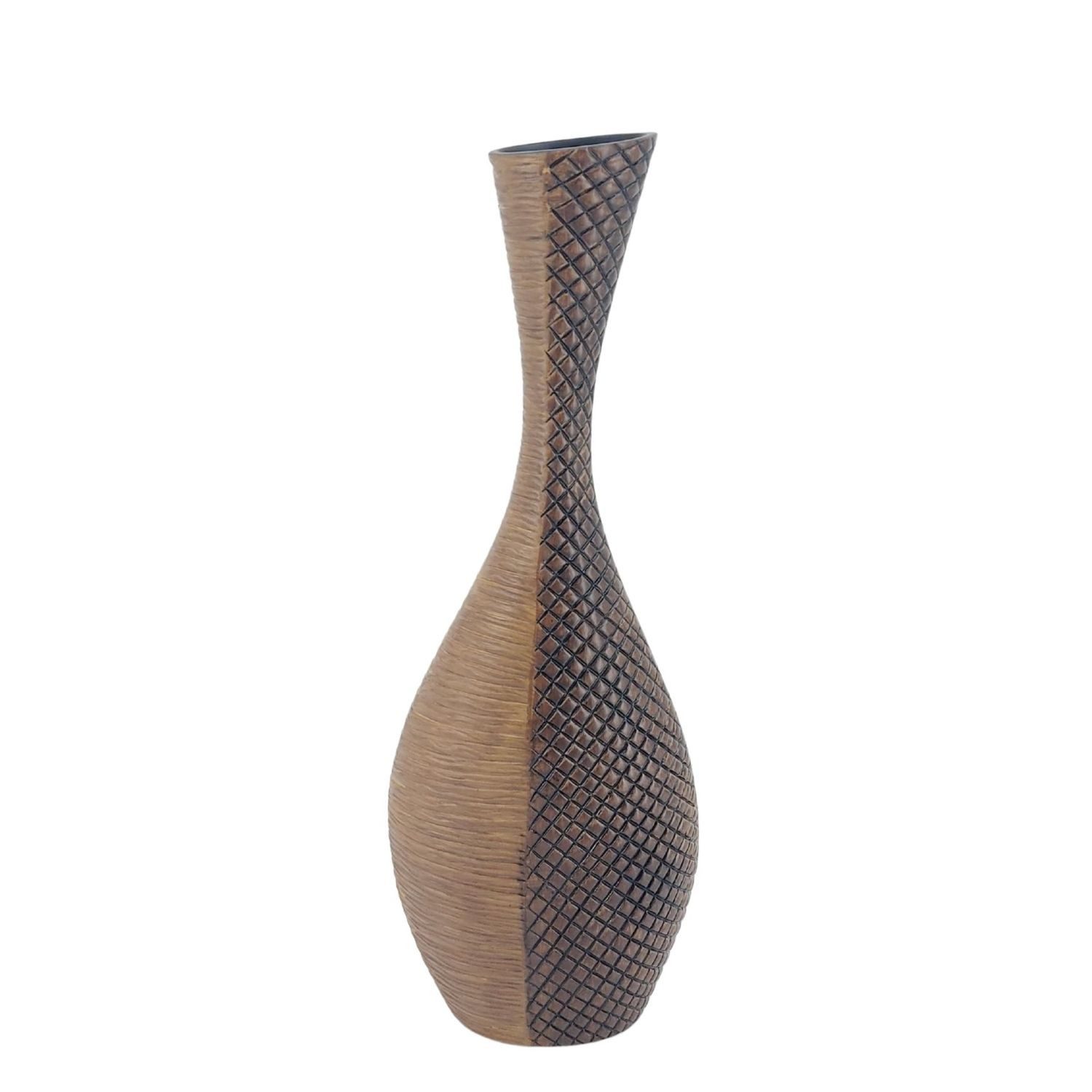 formano Bodenvase Holzoptik, Kunststein in Holzoptik, Braun, Holzoptik, H: 59cm