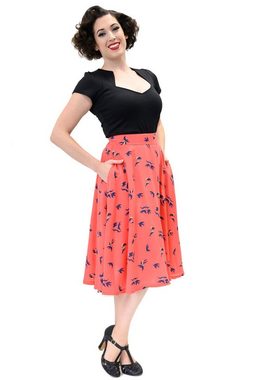 Steady Clothing A-Linien-Rock Birdie Thrills Coral Retro Vintage Swing Skirt