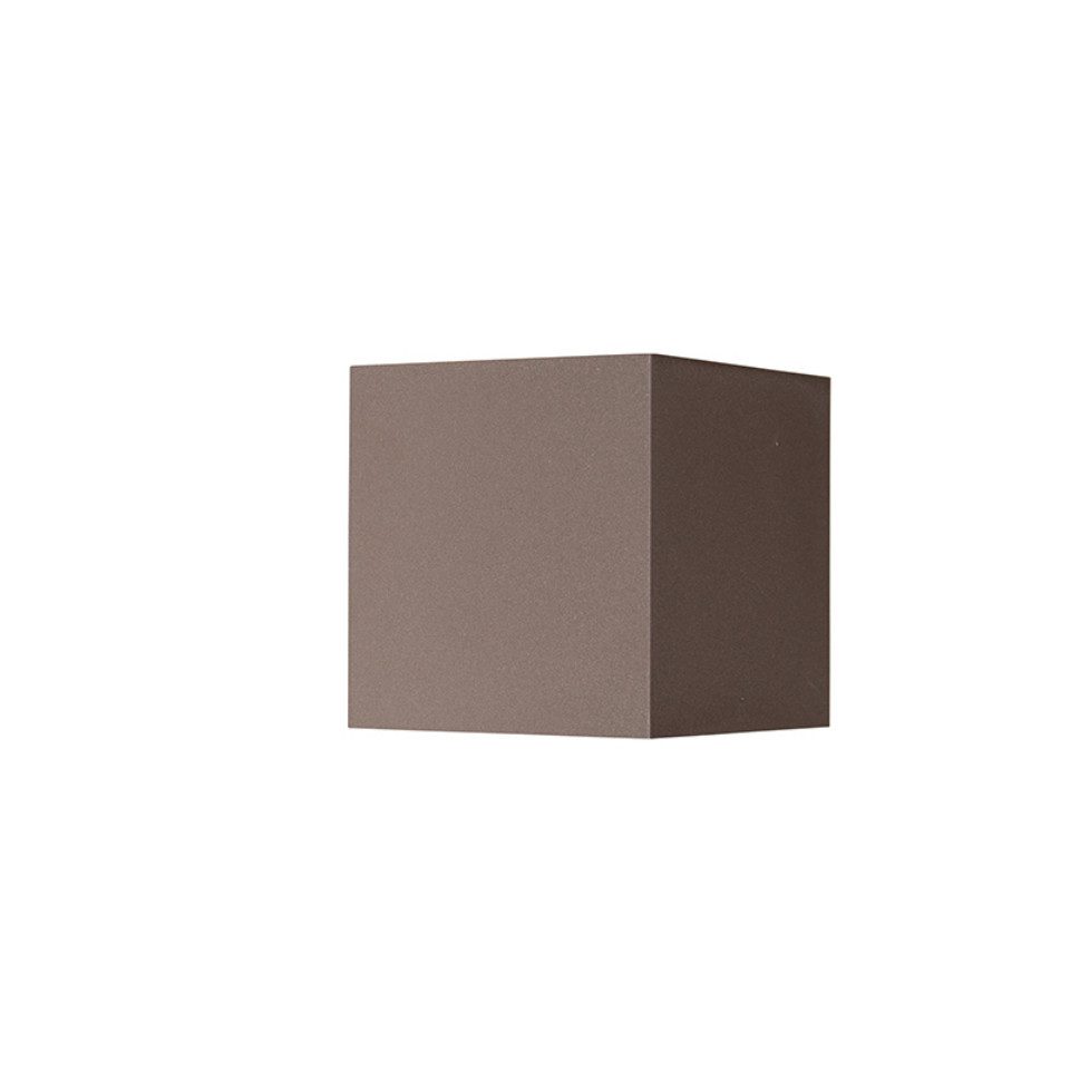 Qazqa Außen-Wandleuchte Edwin, LED fest integriert, Extra-Warmweiß, QAZQA Außen Wand­leuchte, integrated, Braun, Aluminium, Modern